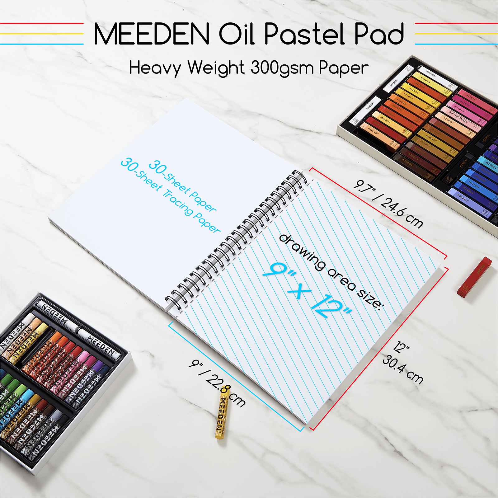 meeden-bloc-papier-pastel-l-huile-23x30-cm-30-feuilles-300g image 2