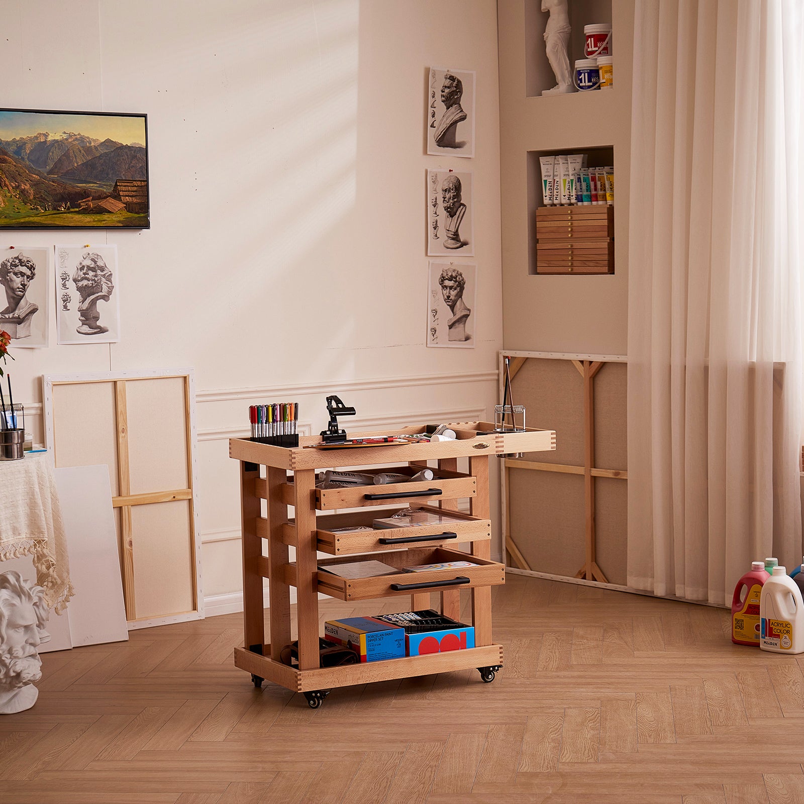 meeden-art-carts-w13h-desserte-bois-5-niveaux-naturel image 2