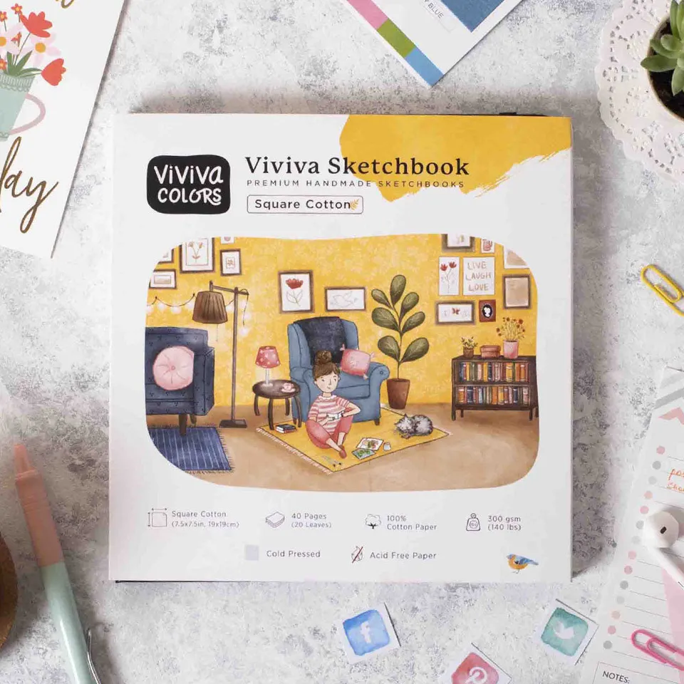 viviva-sketchbooks-square-sketchbook-carnet-coton-40-pages-140-lbs image 1