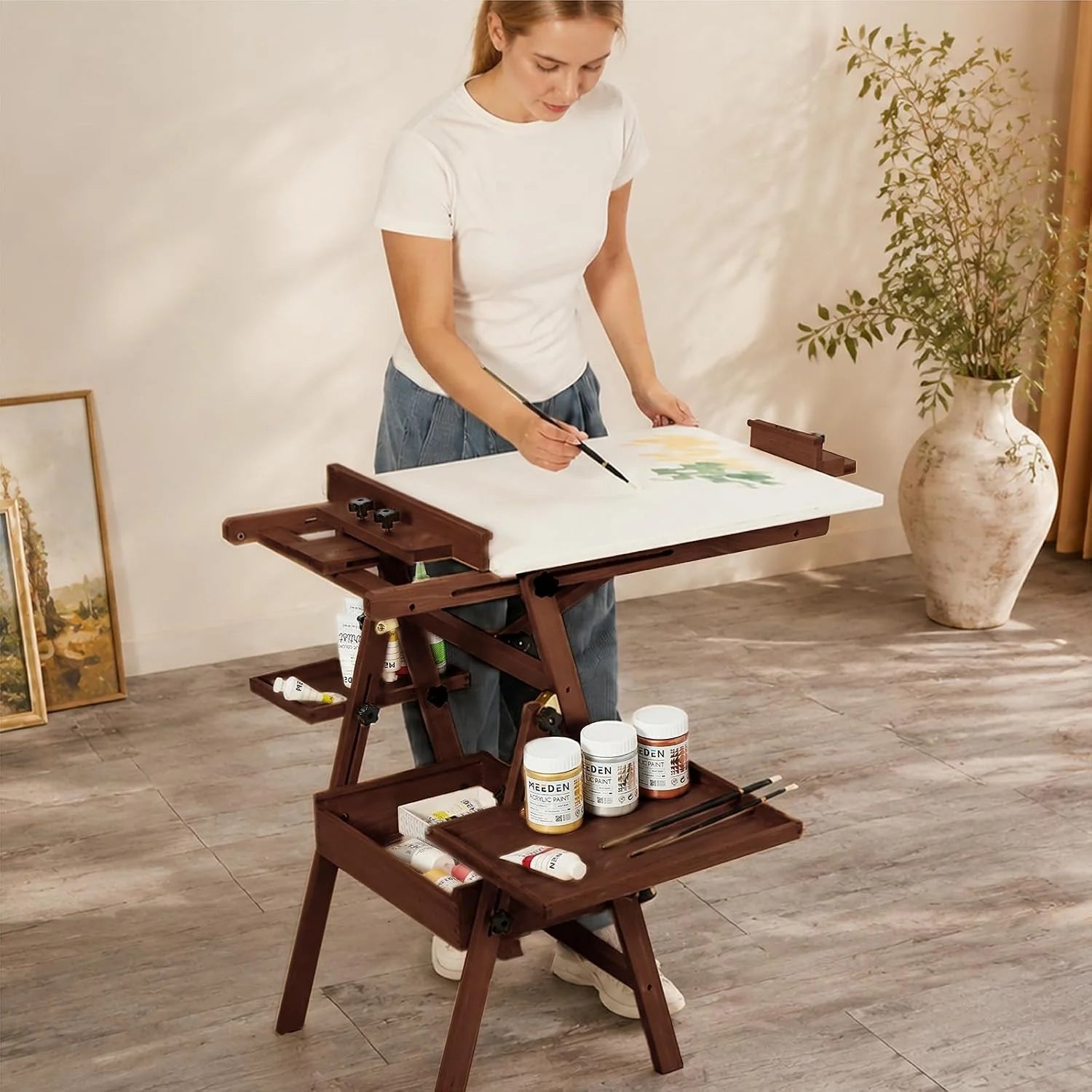 meeden-floor-easels-chevalet-h-tre-noyer-rangement image 2