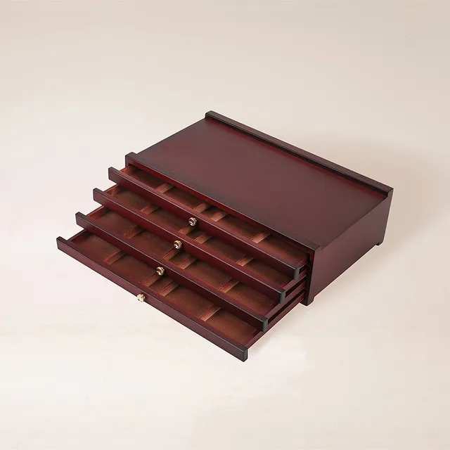 meeden-storage-boxes-bo-te-bois-4-tiroirs-noyer-fonc image 1