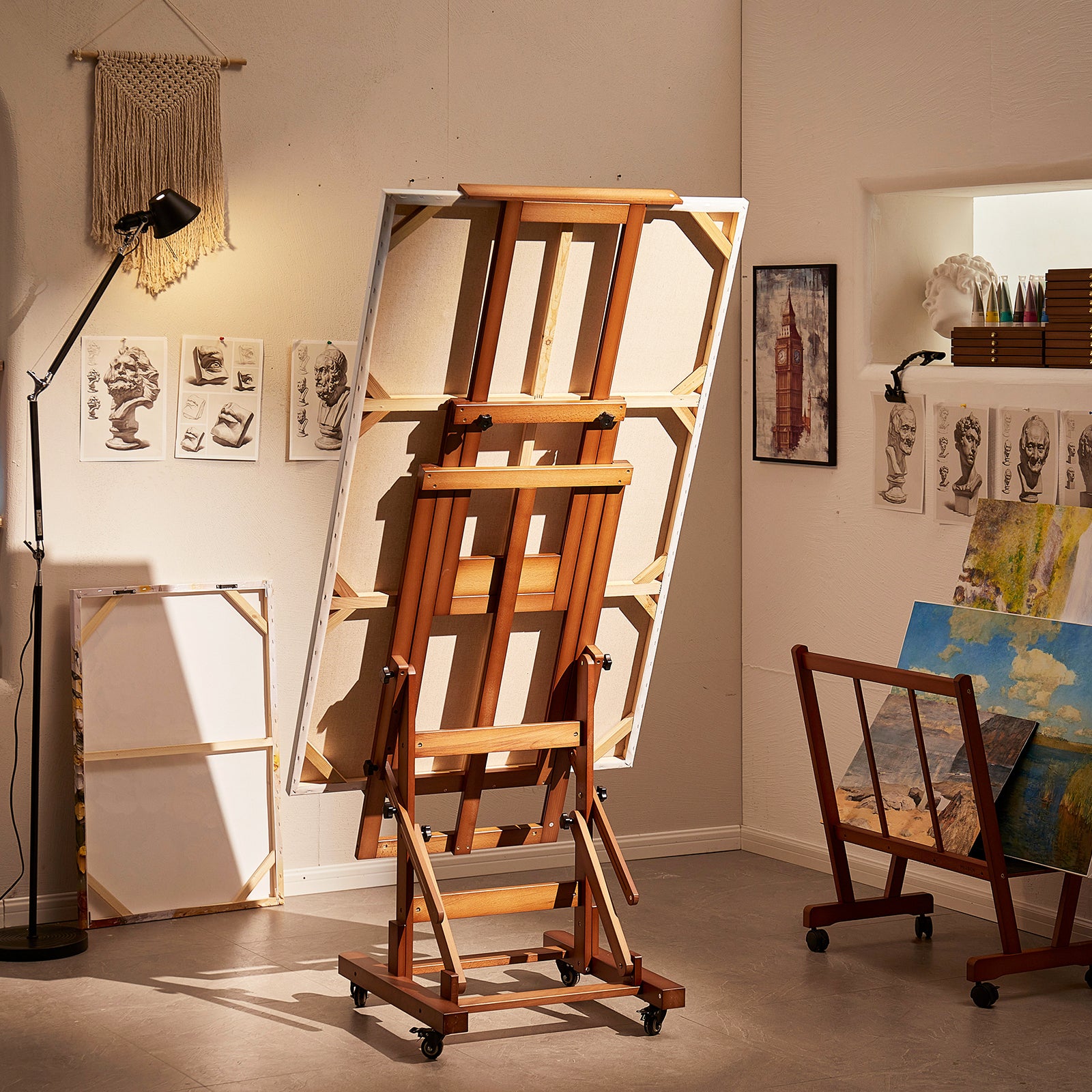 meeden-floor-easels-dhj-3-chevalet-bois-noyer-double-toile image 8