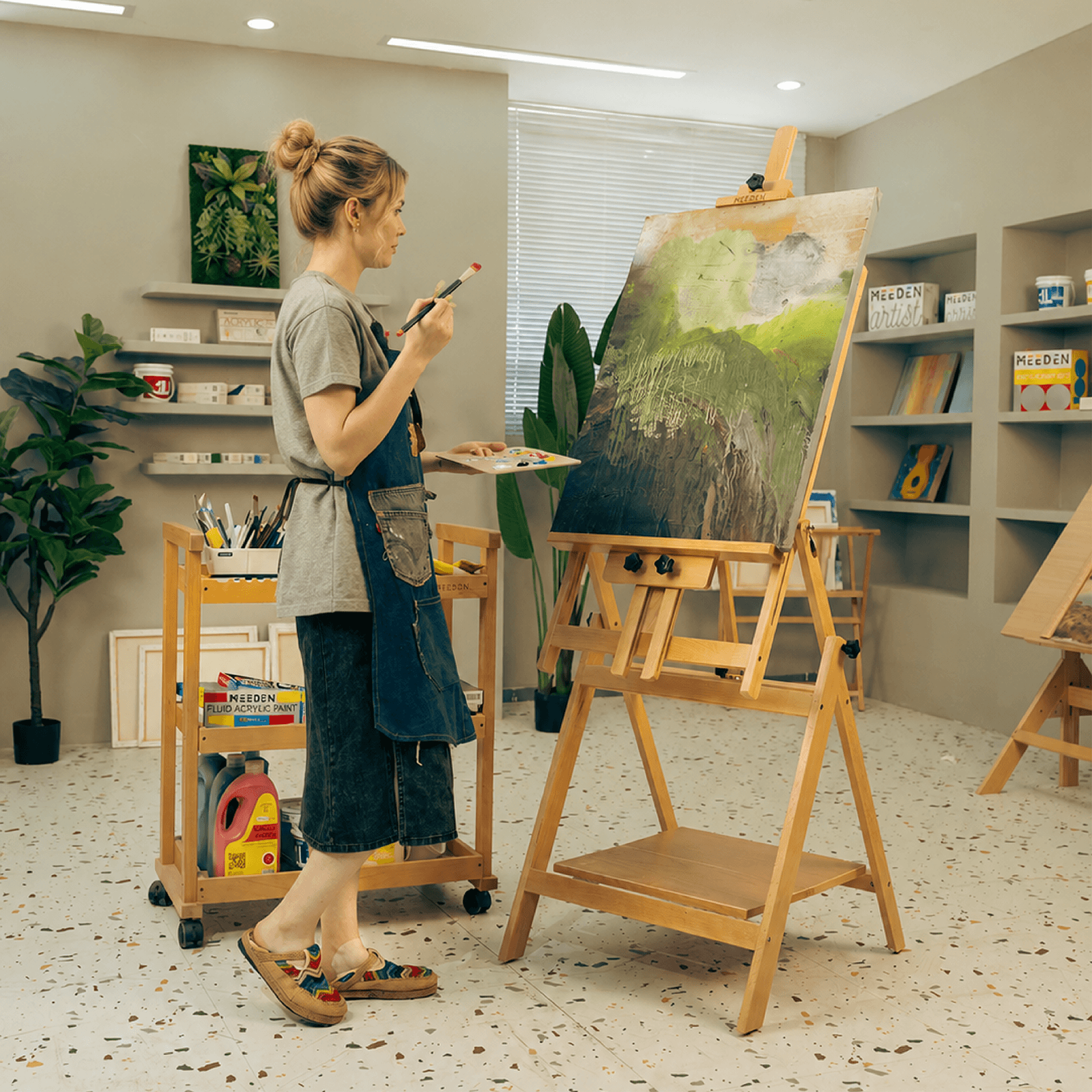 meeden-floor-easels-w10b-noyer-chevalet-bois-toile-150-cm image 4