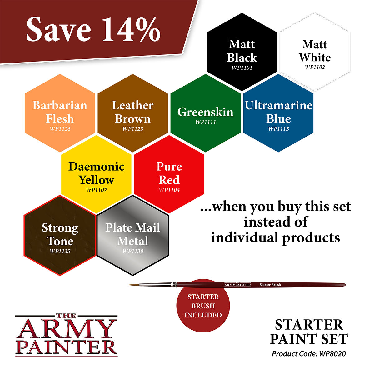 the-army-painter-warpaints-starter-paint-set-peinture-10-couleurs-pinceau image 2