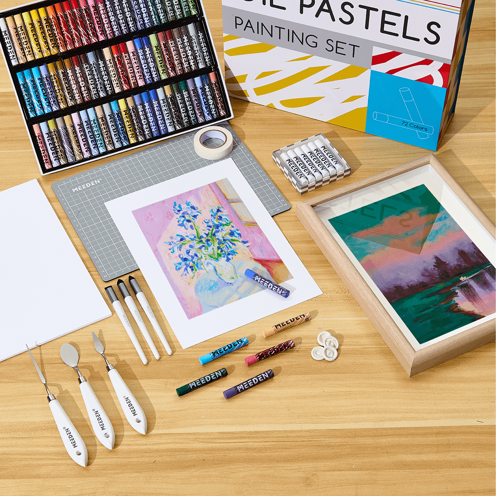 meeden-pastels-coffret-huile-102-pcs-72-couleurs-blanc image 2