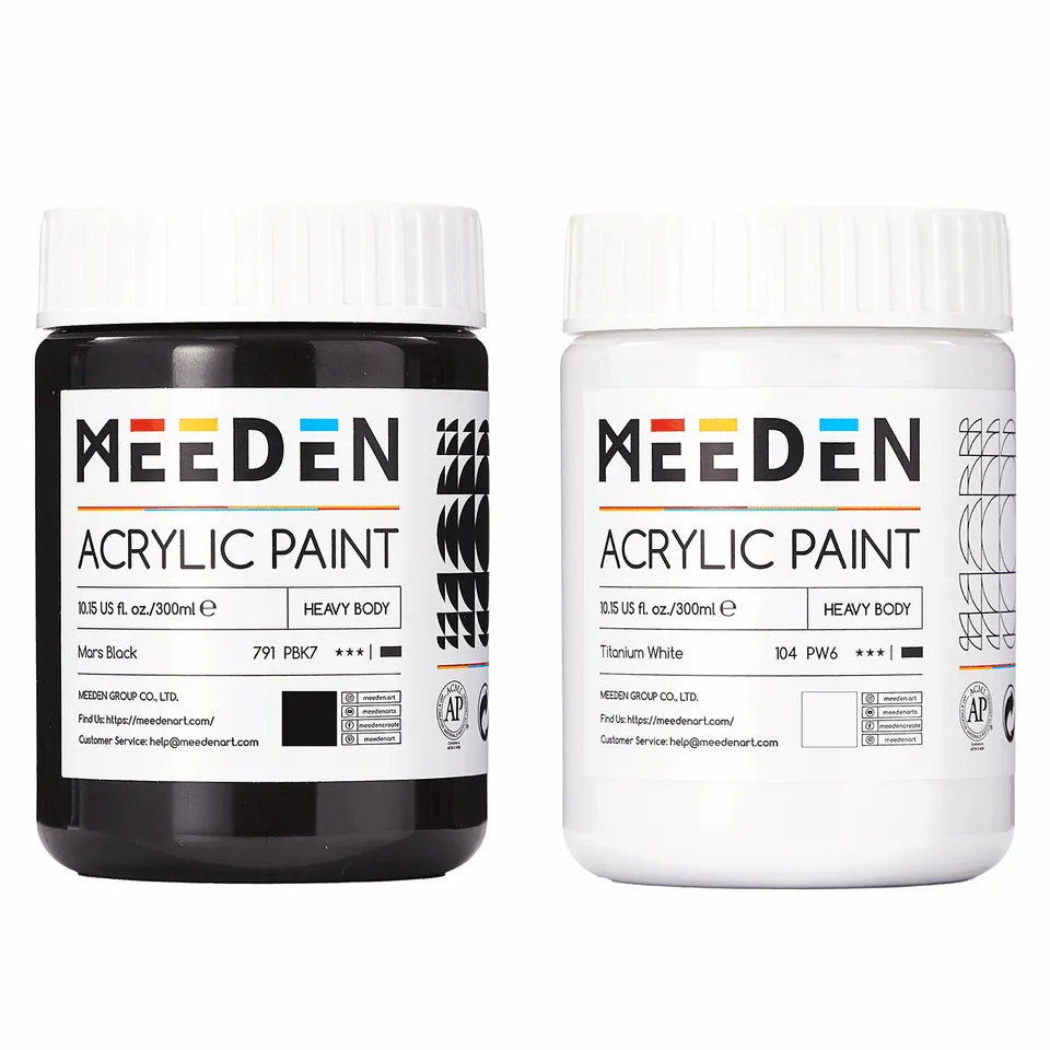 meeden-acrylic-paint-acrylique-noir-et-blanc-2x300ml image 1