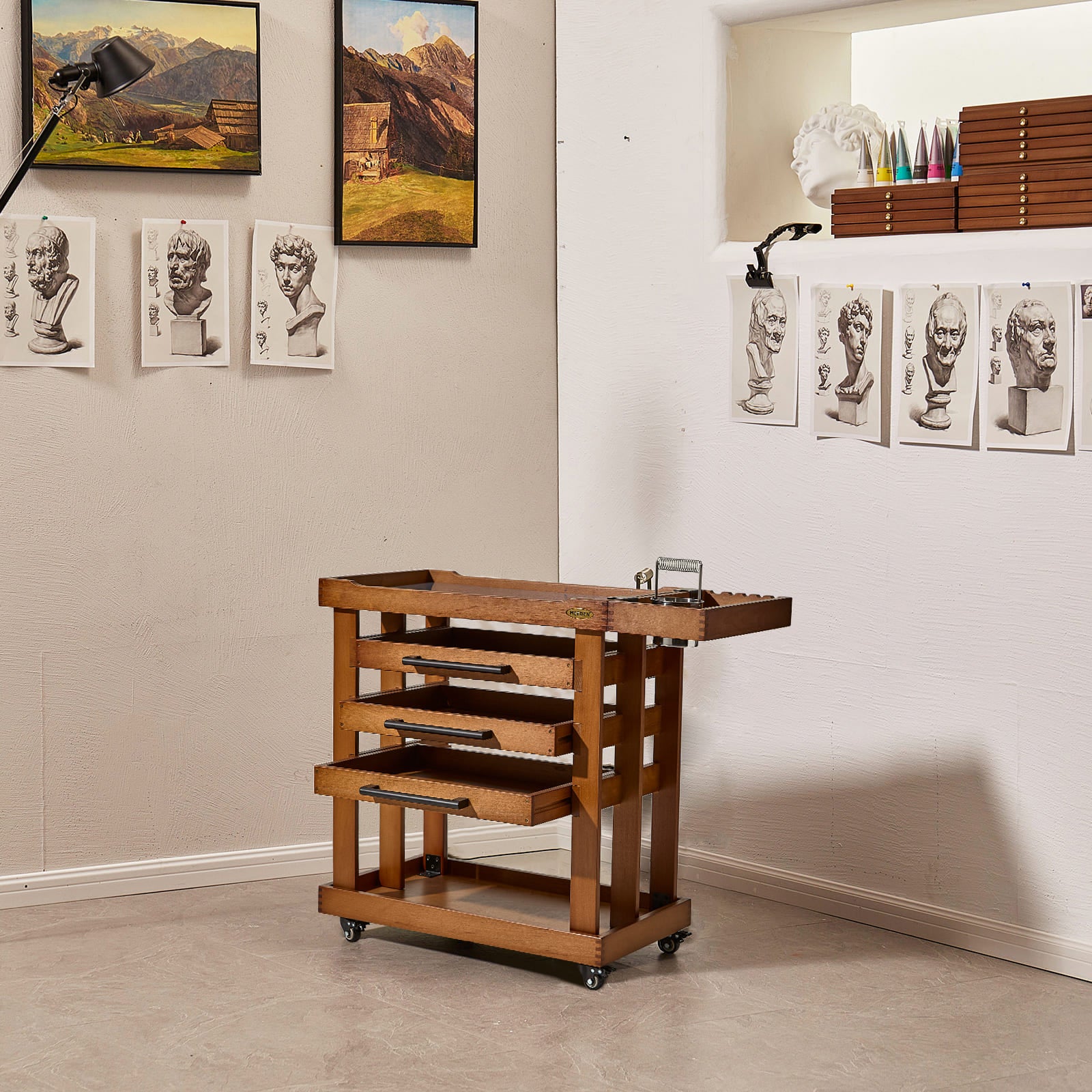 meeden-w13h-desserte-atelier-bois-5-niveaux-noyer image 2