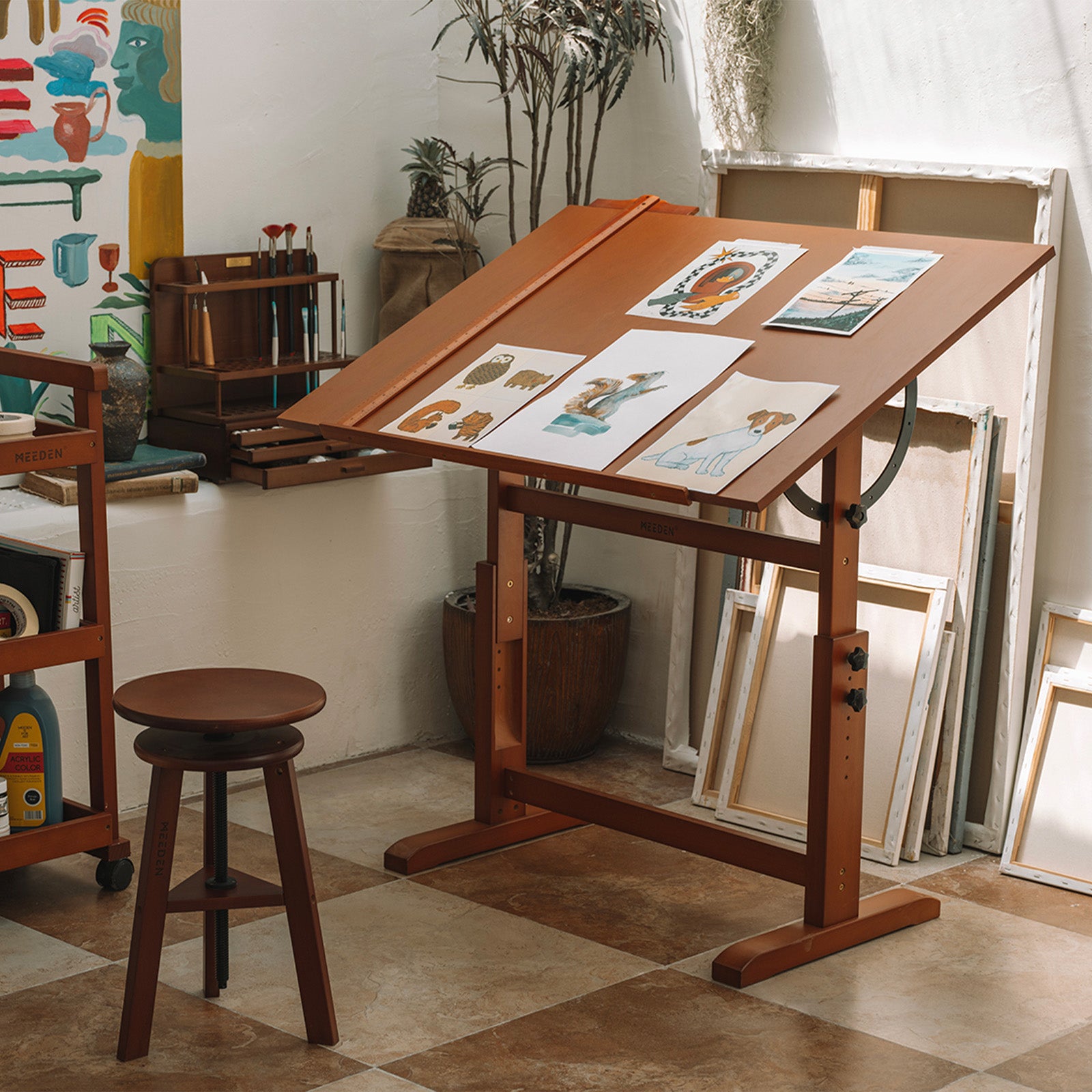 meeden-xsz-6008-table-dessin-noyer-clair-grand-format image 2