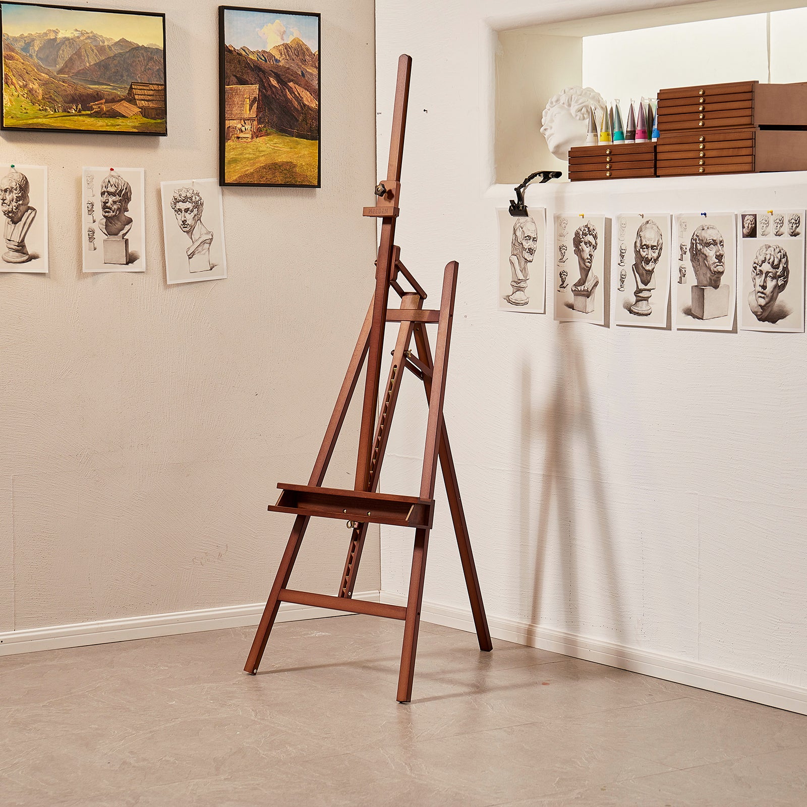 meeden-floor-easels-w09b-chevalet-atelier-noyer-122-cm image 3