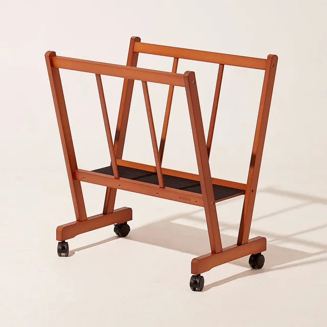 meeden-racks-range-tableaux-bois-noyer-roulettes-47-pouces image 1