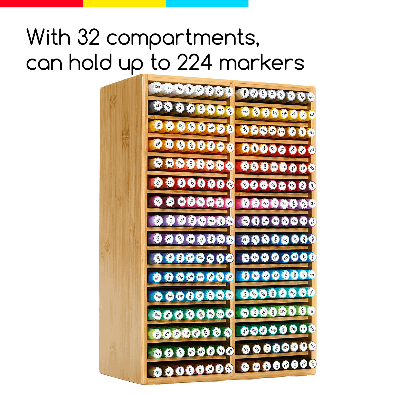 meeden-brush-holders-rangement-marqueurs-bambou-32-compartiments-224 image 6