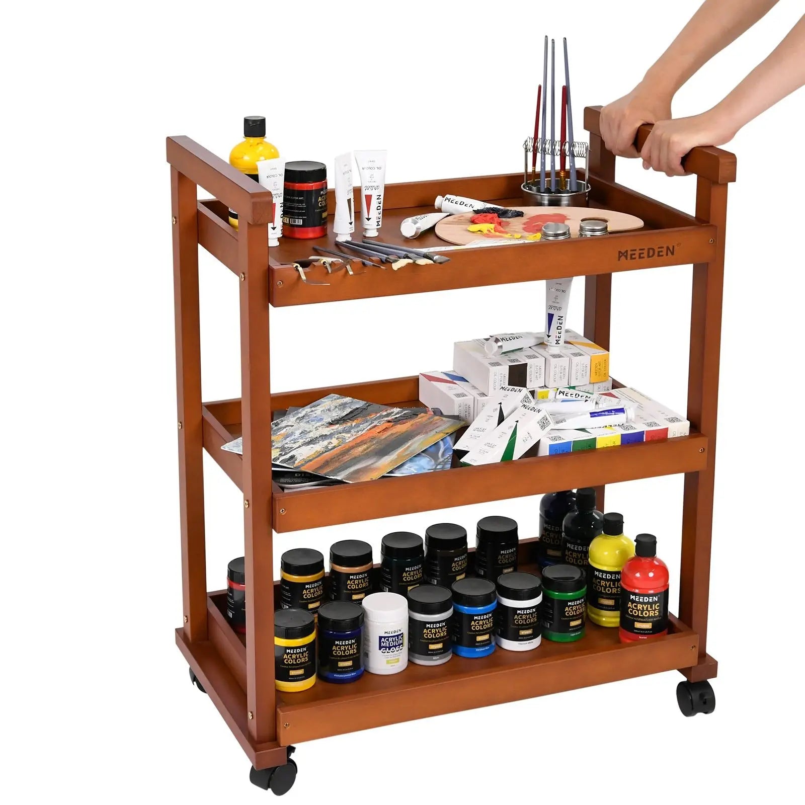 meeden-art-carts-desserte-bois-3-niveaux-noyer-clair-w13 image 5