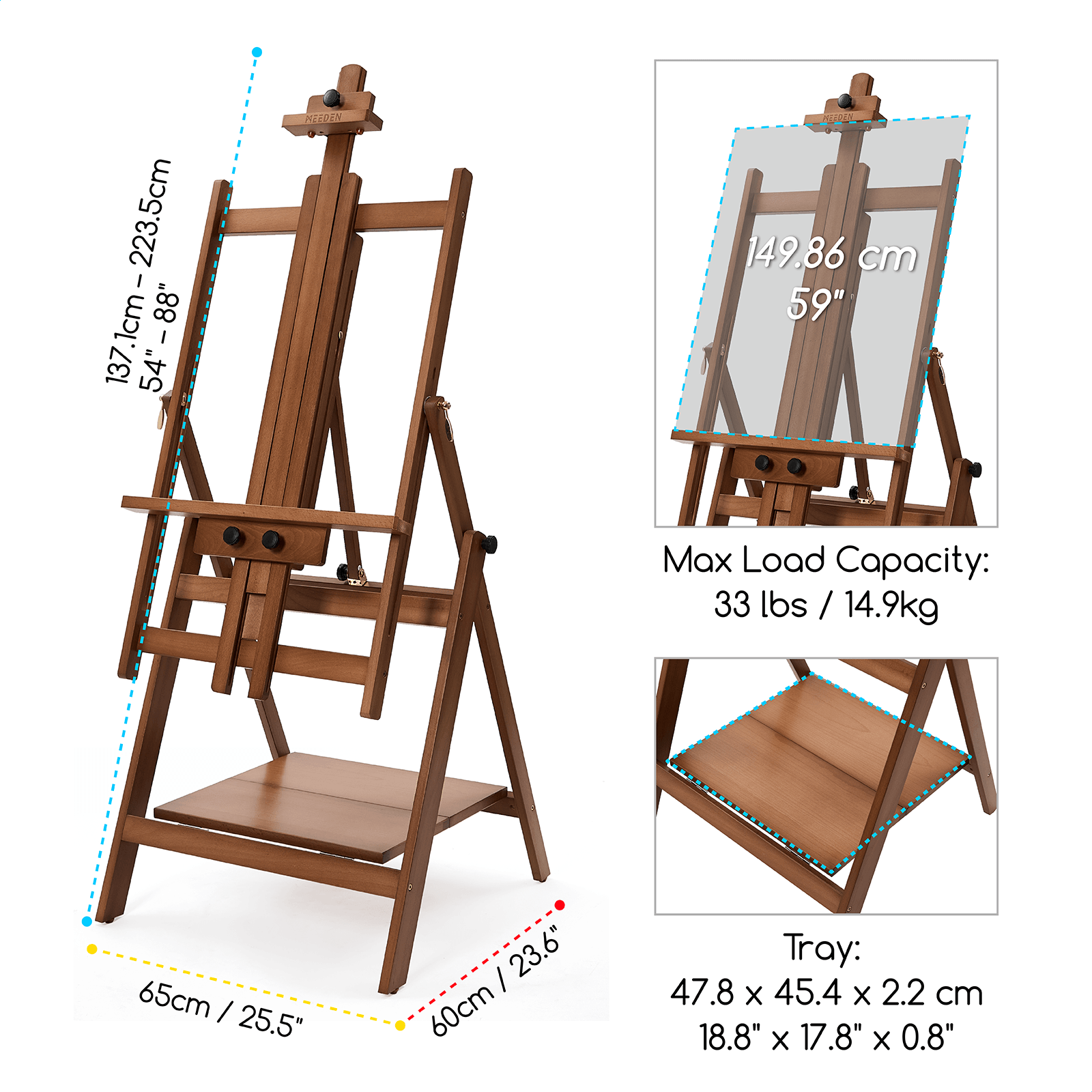 meeden-floor-easels-w10b-noyer-chevalet-bois-toile-150-cm image 8