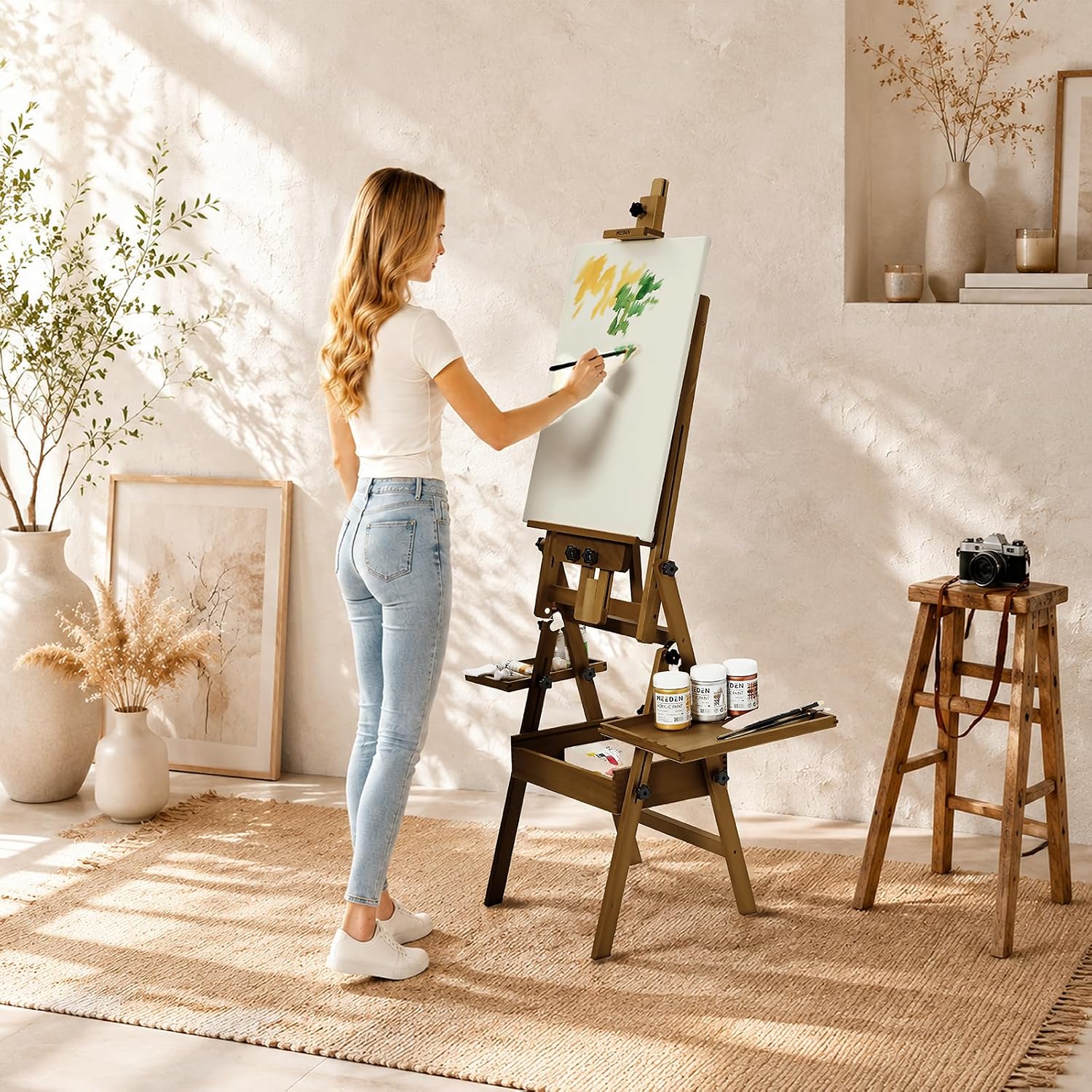 meeden-floor-easels-chevalet-atelier-bois-noyer-47-pouces image 3