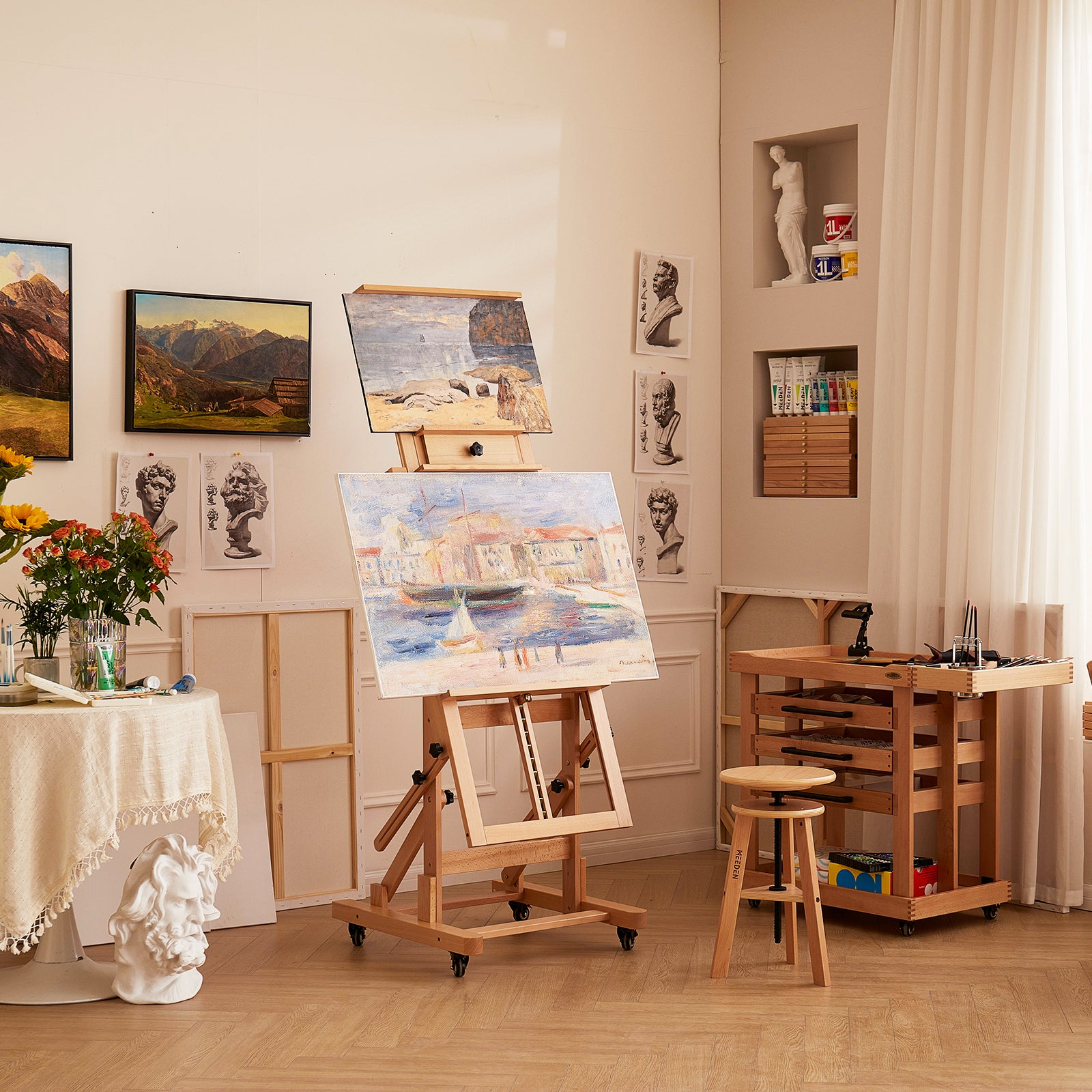 meeden-floor-easels-dhj-3-chevalet-bois-double-toile image 3