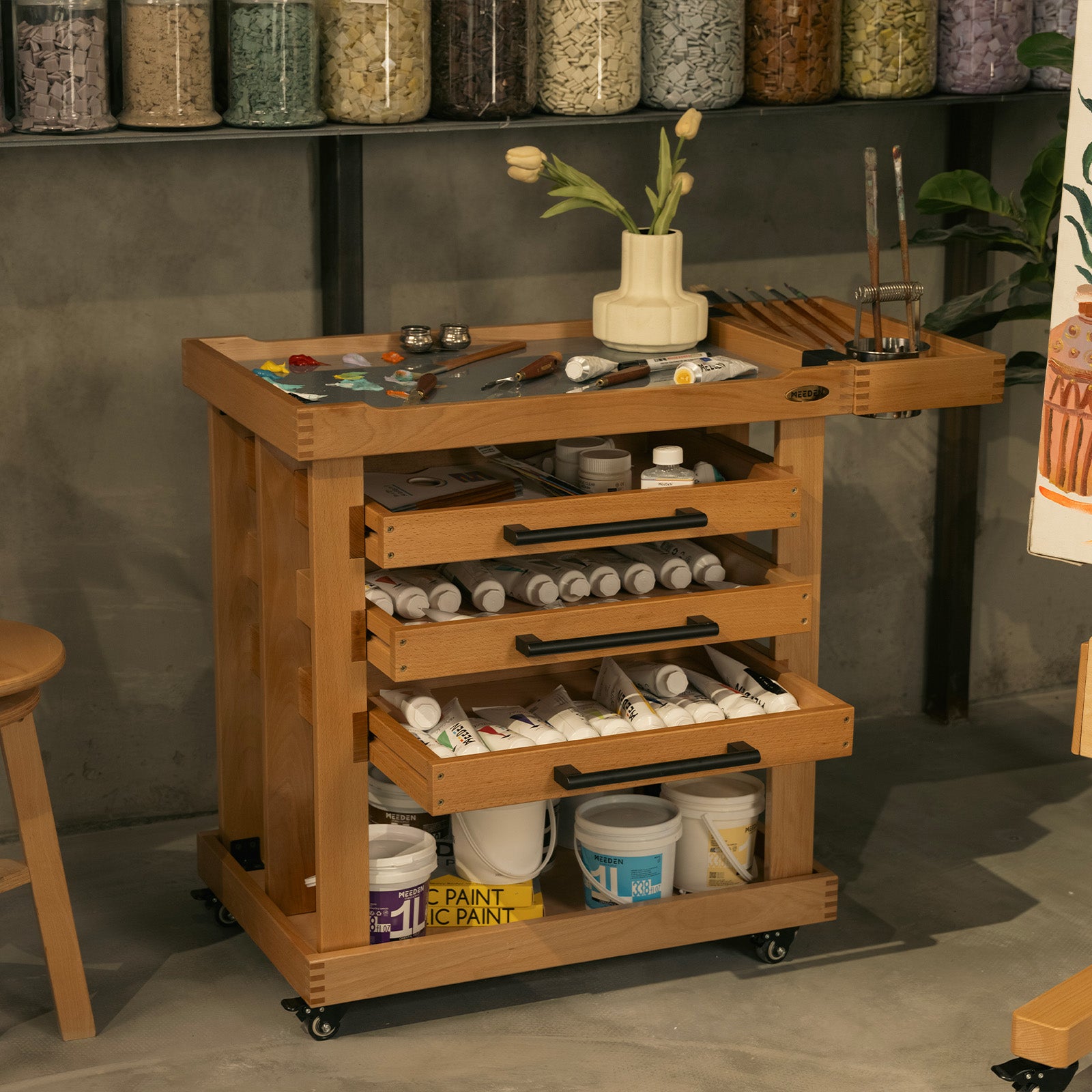 meeden-art-carts-w13h-desserte-bois-5-niveaux-naturel image 7