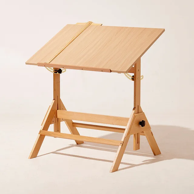 meeden-desks-xsz-2-table-dessin-bois-tabouret-naturel image 1