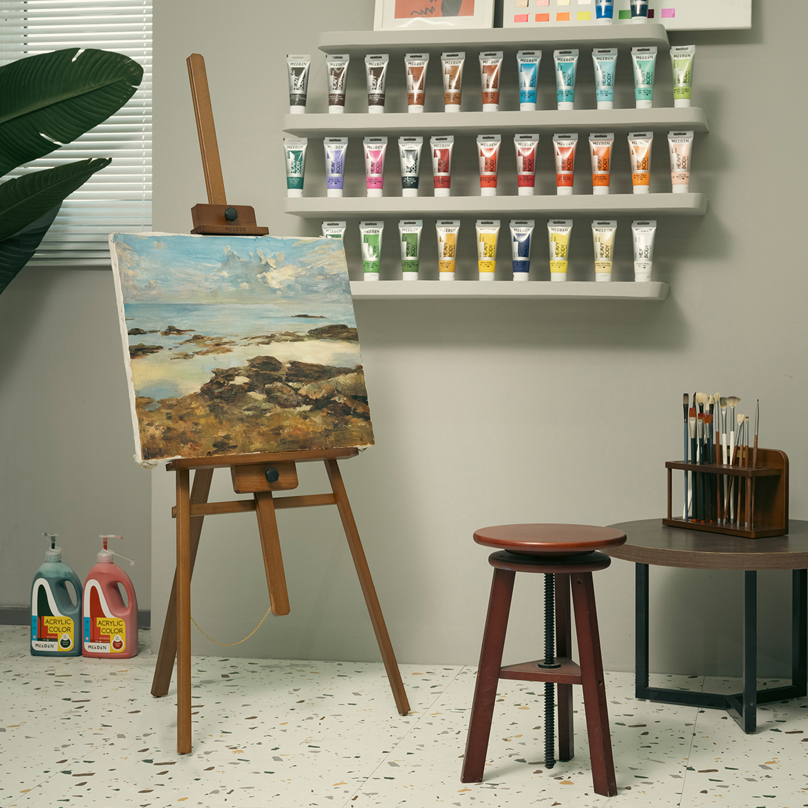 meeden-display-easels-w09-chevalet-tr-pied-bois-noyer-155-cm image 2