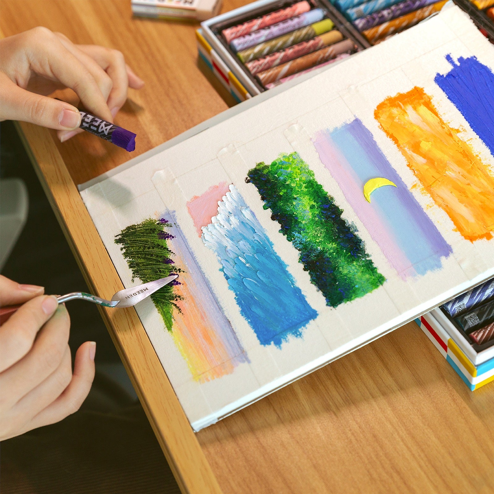 meeden-pastels-pastels-gras-72-couleurs-tendres-non-toxiques image 4