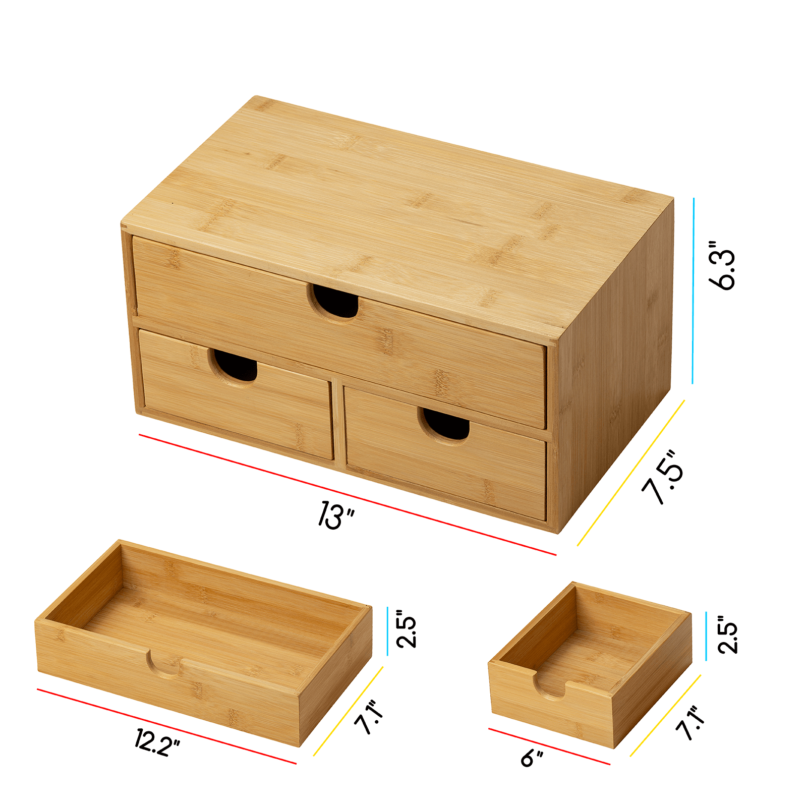 meeden-storage-boxes-organisateur-bureau-bambou-3-tiroirs image 4