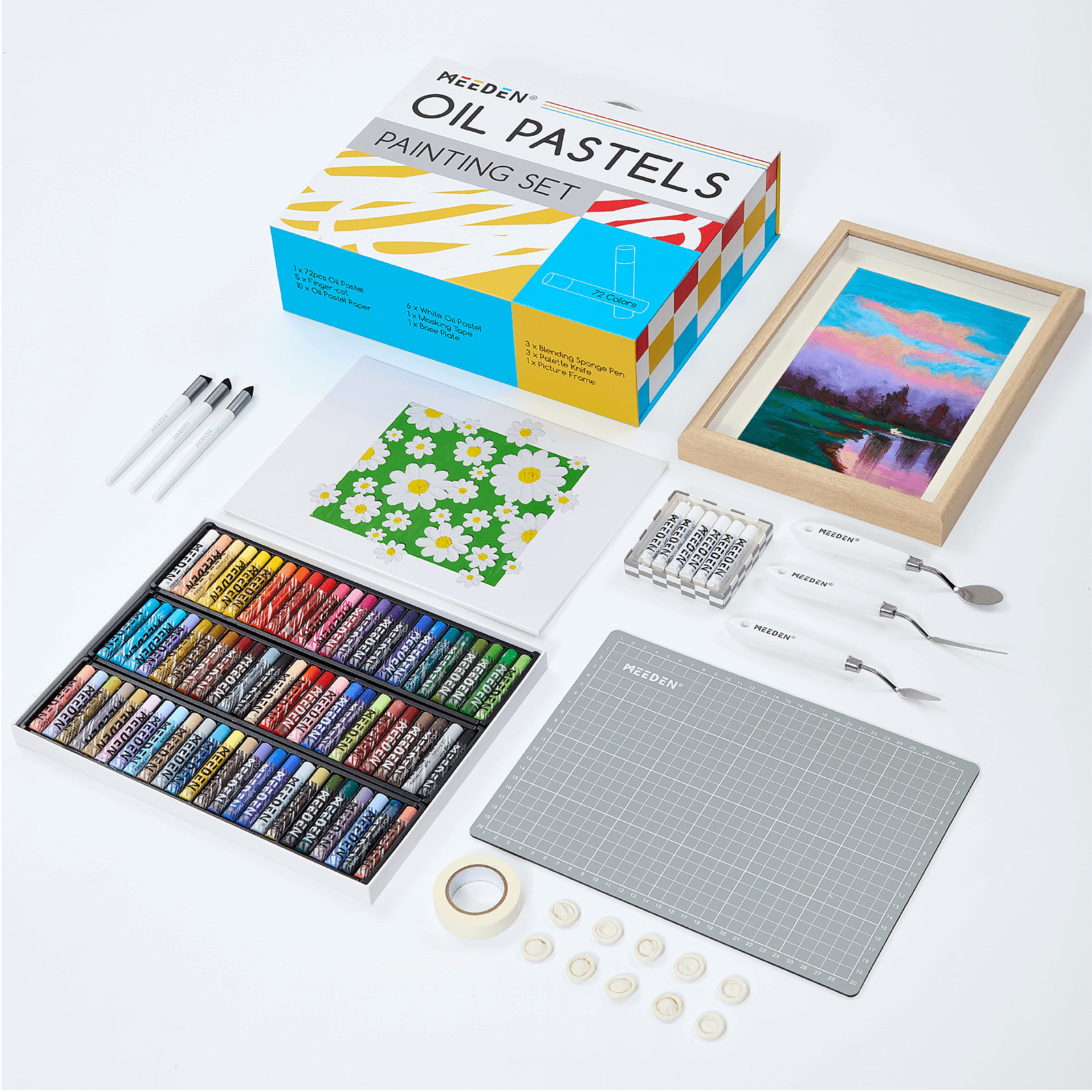 meeden-pastels-coffret-huile-102-pcs-72-couleurs-blanc image 8