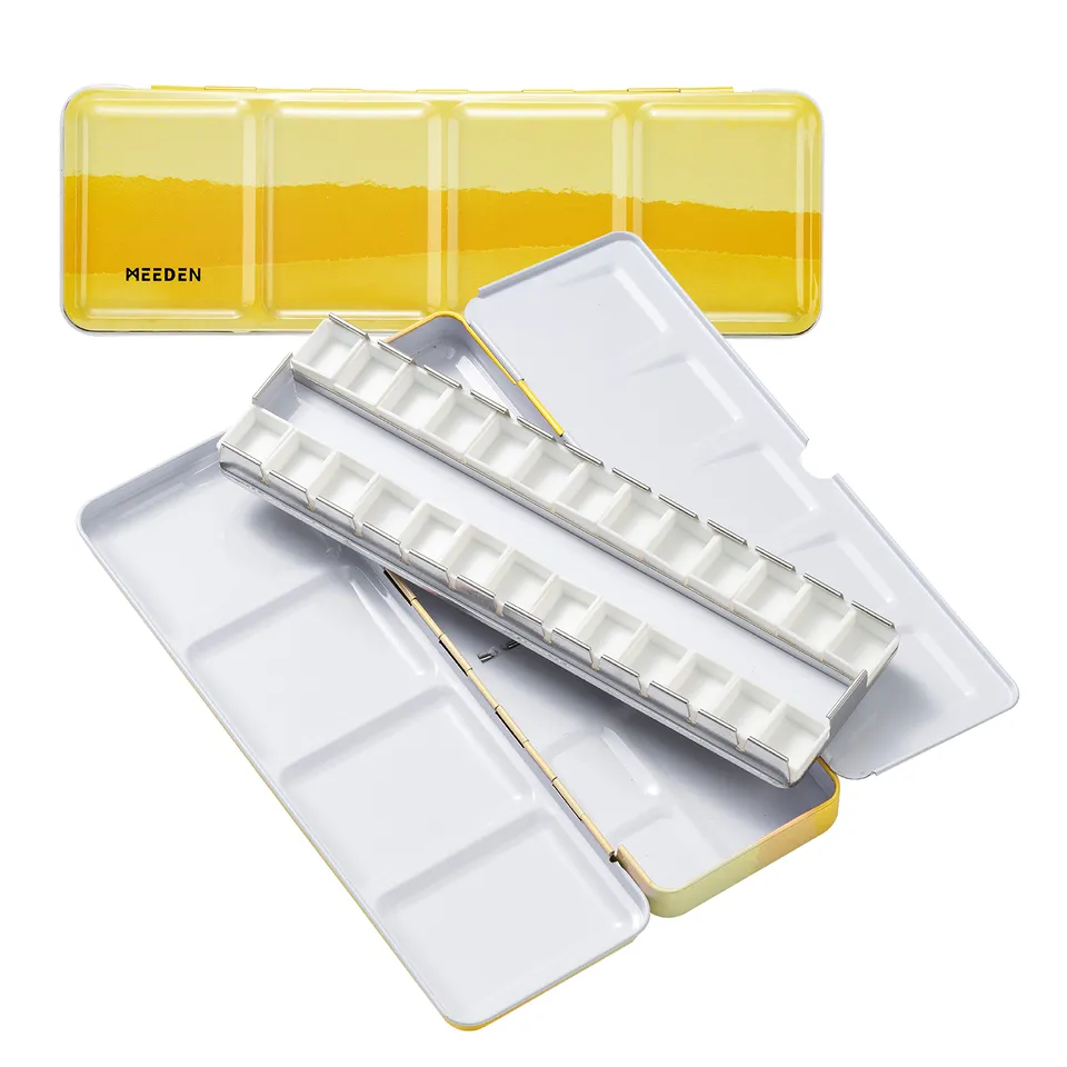 meeden-palette-aquarelle-voyage-m-tal-jaune-24-godets image 1