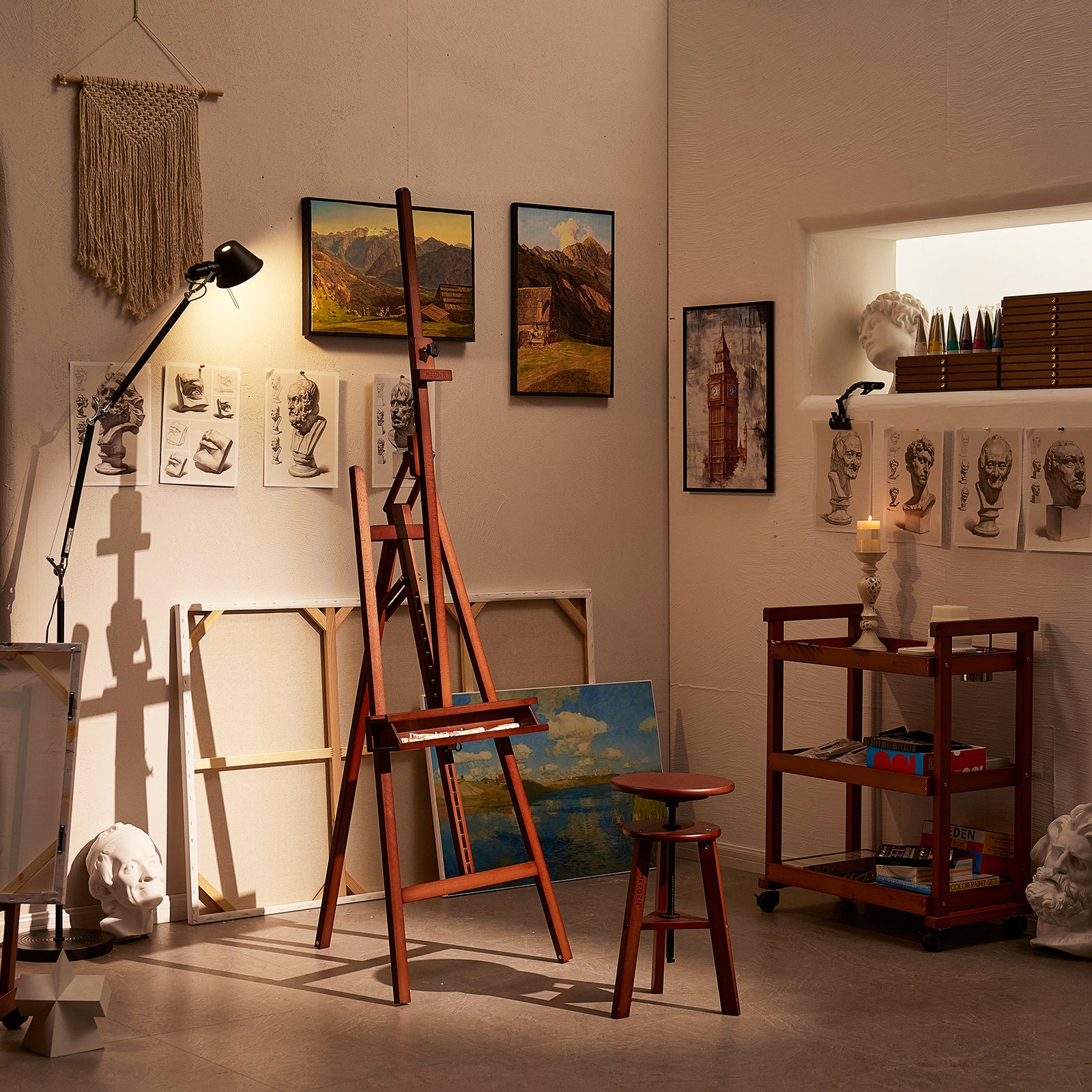 meeden-floor-easels-w09b-chevalet-atelier-noyer-122-cm image 8