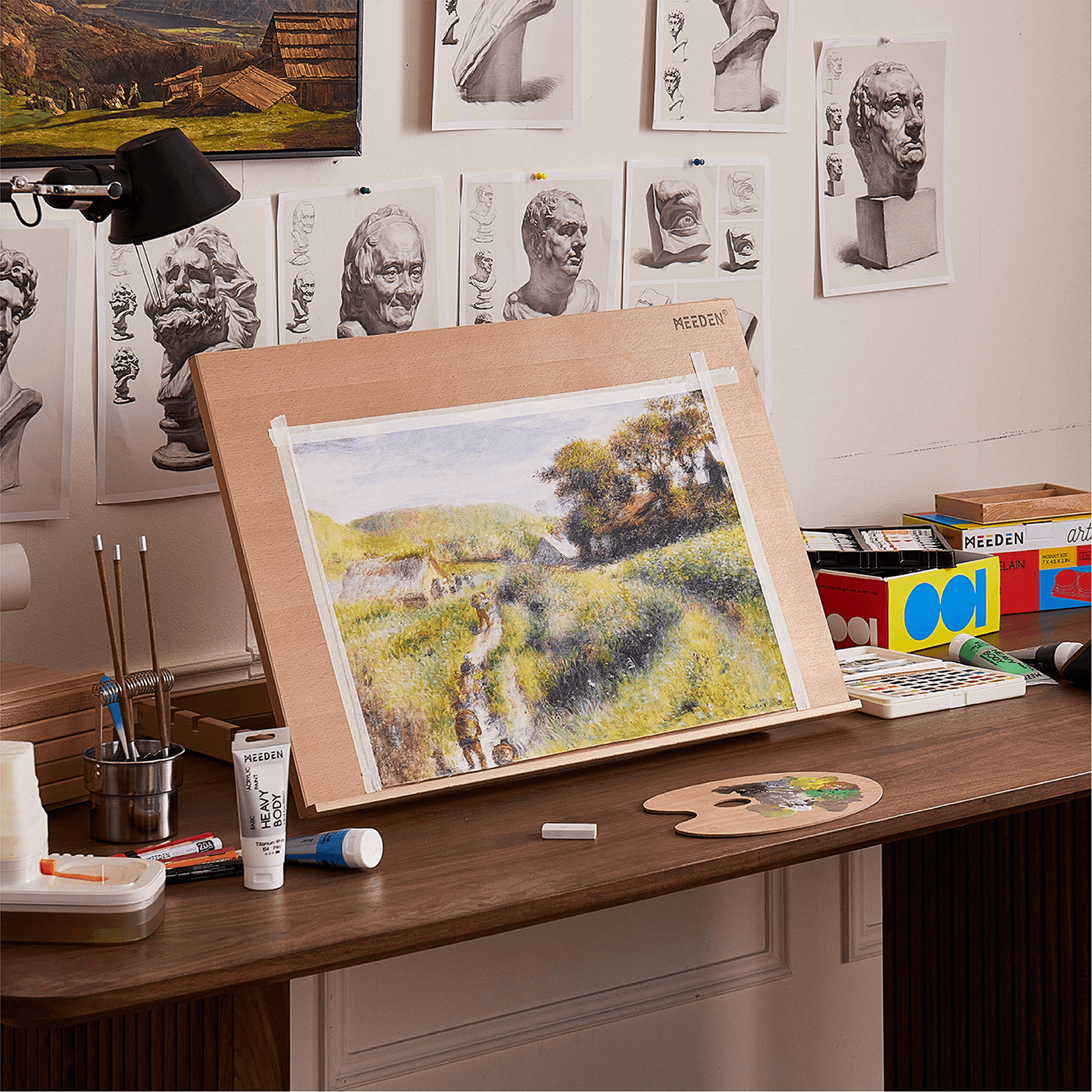 meeden-6083-chevalet-de-table-noyer-avec-palette-inclinable image 3