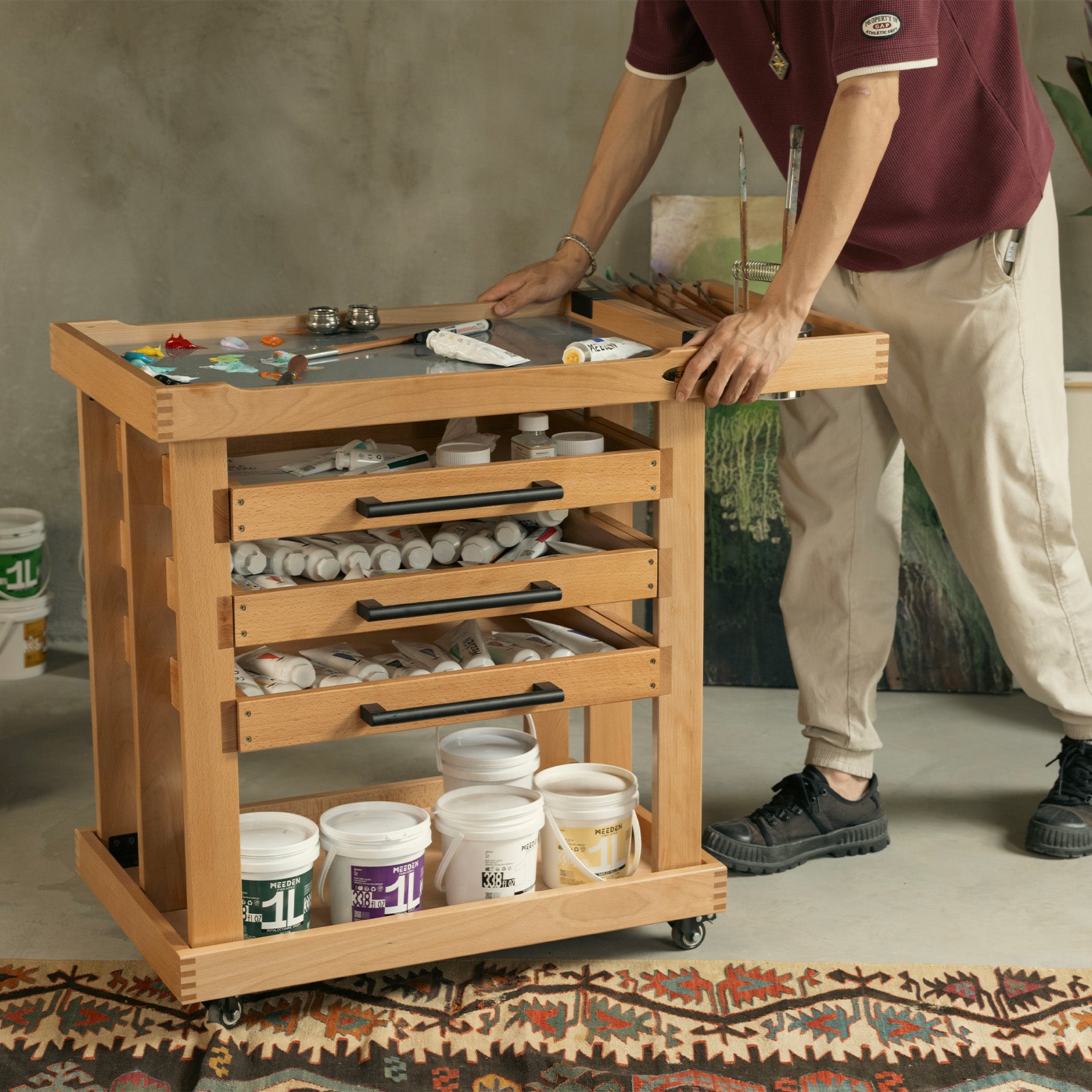 meeden-art-carts-w13h-desserte-bois-5-niveaux-naturel image 8