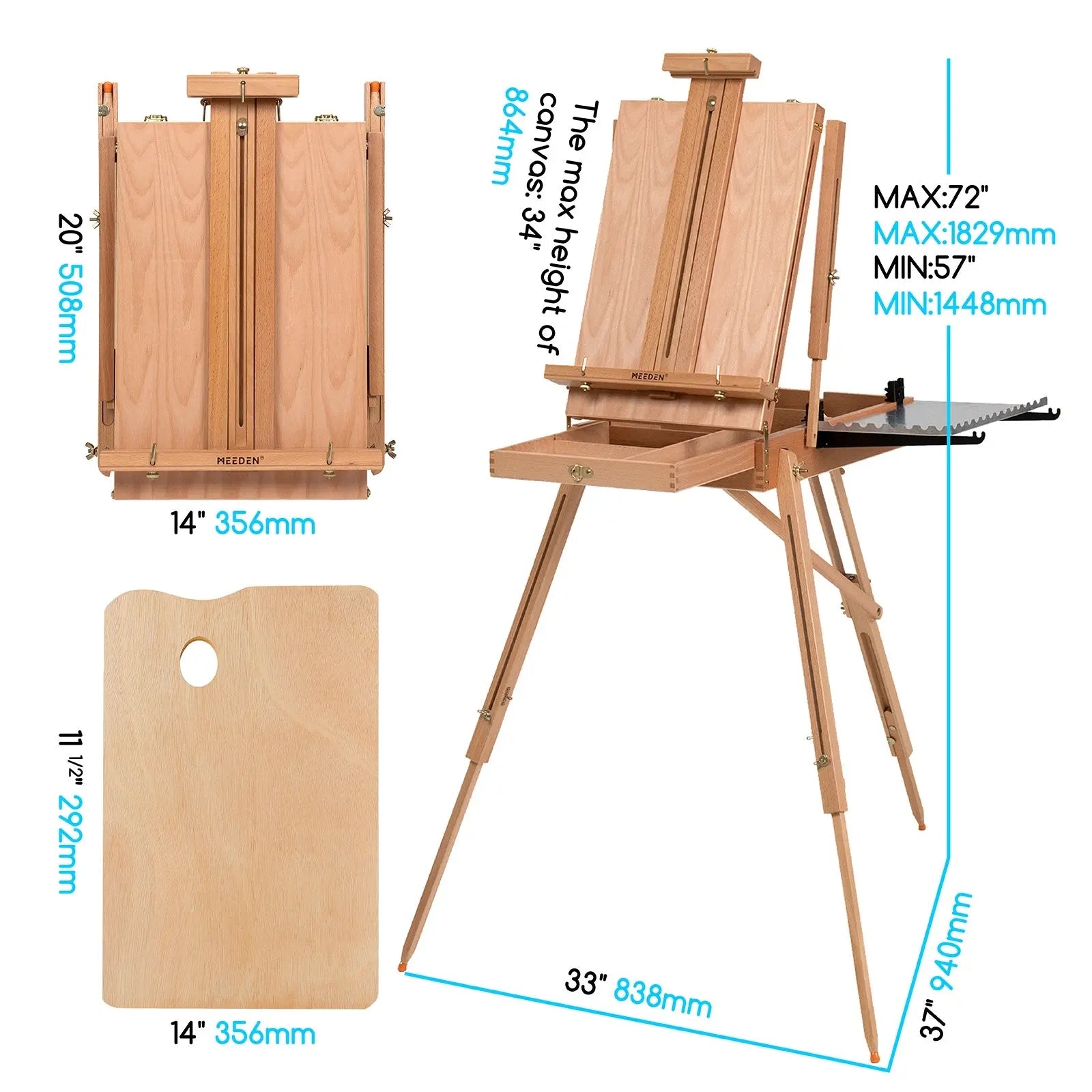 meeden-hx-3-chevalet-fran-ais-h-tre-plein-air-pliable image 3