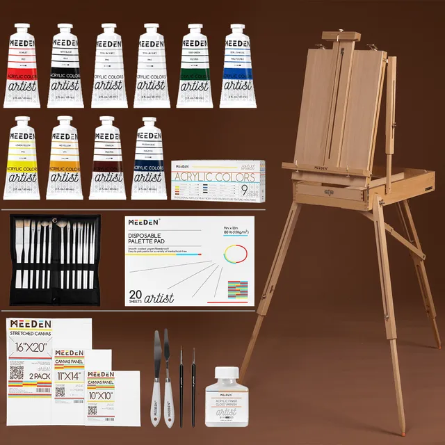 meeden-art-sets-coffret-peinture-acrylique-chevalet-fran-ais image 1