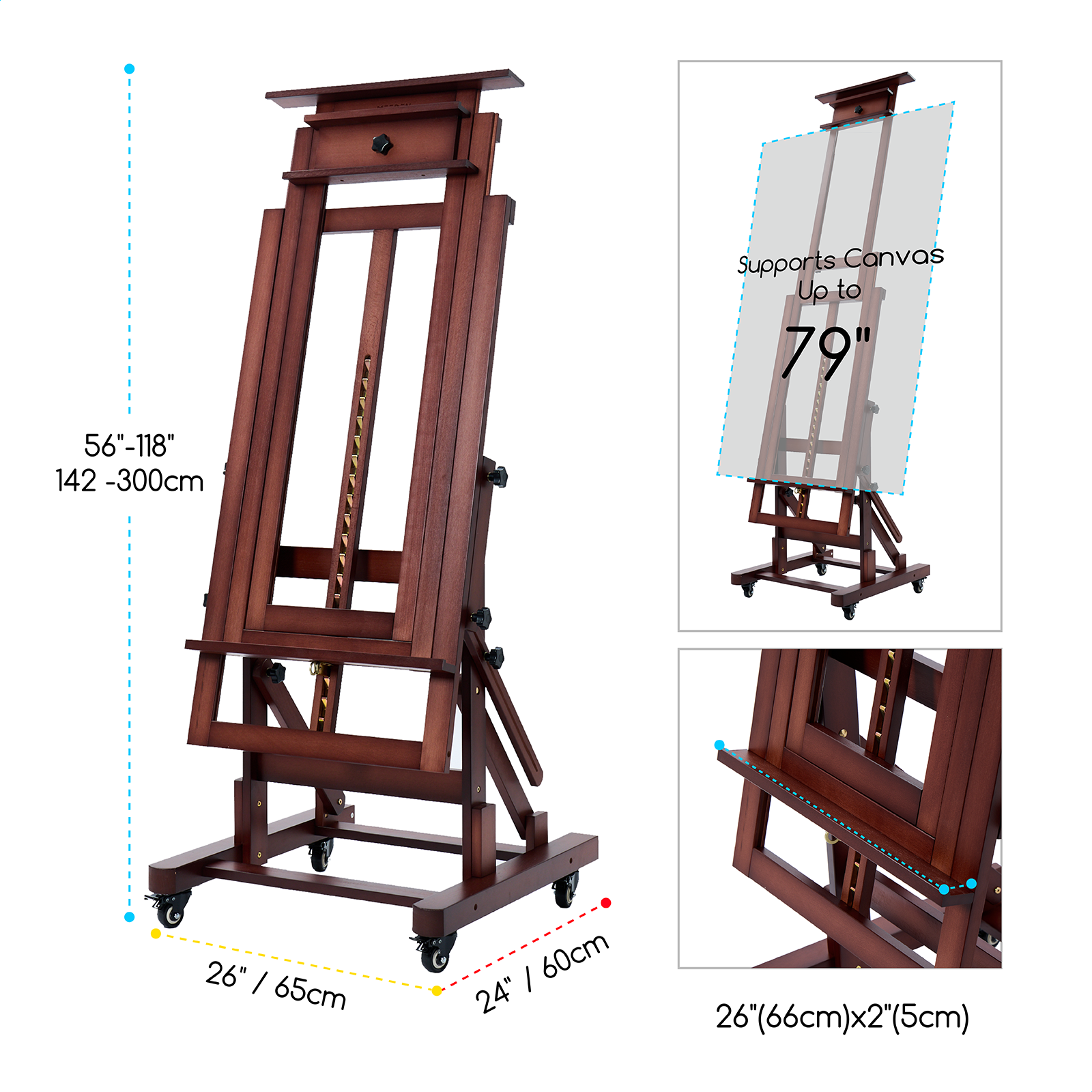 meeden-dhj-3-chevalet-atelier-h-tre-noyer-toile-200-cm image 8