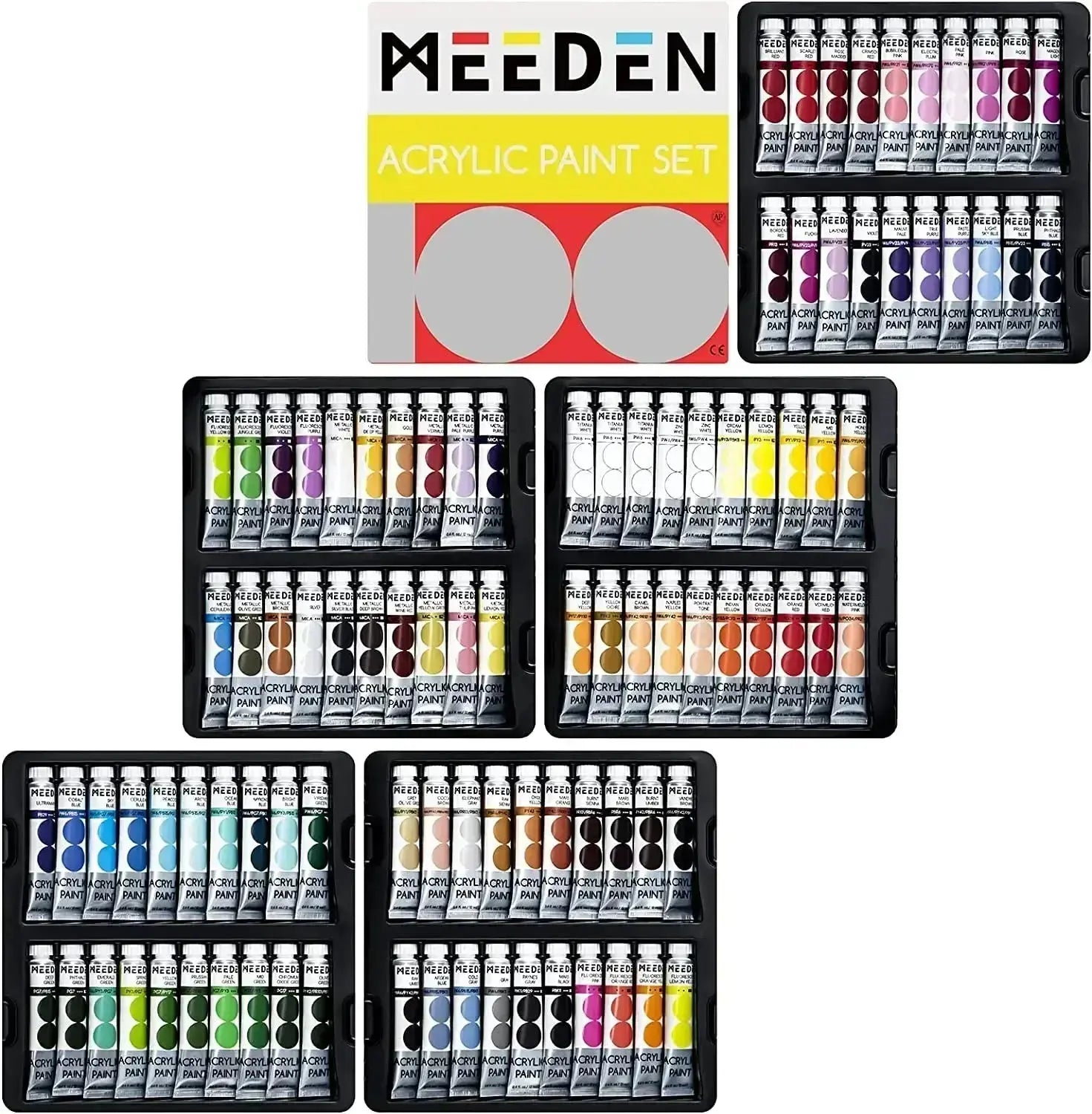 meeden-peinture-acrylique-100-tubes-12-ml-m-tallique-fluo image 1