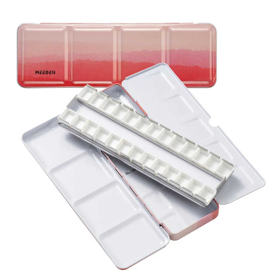 meeden-palettes-bo-te-aquarelle-24-demi-godets-rouge-vide image 1