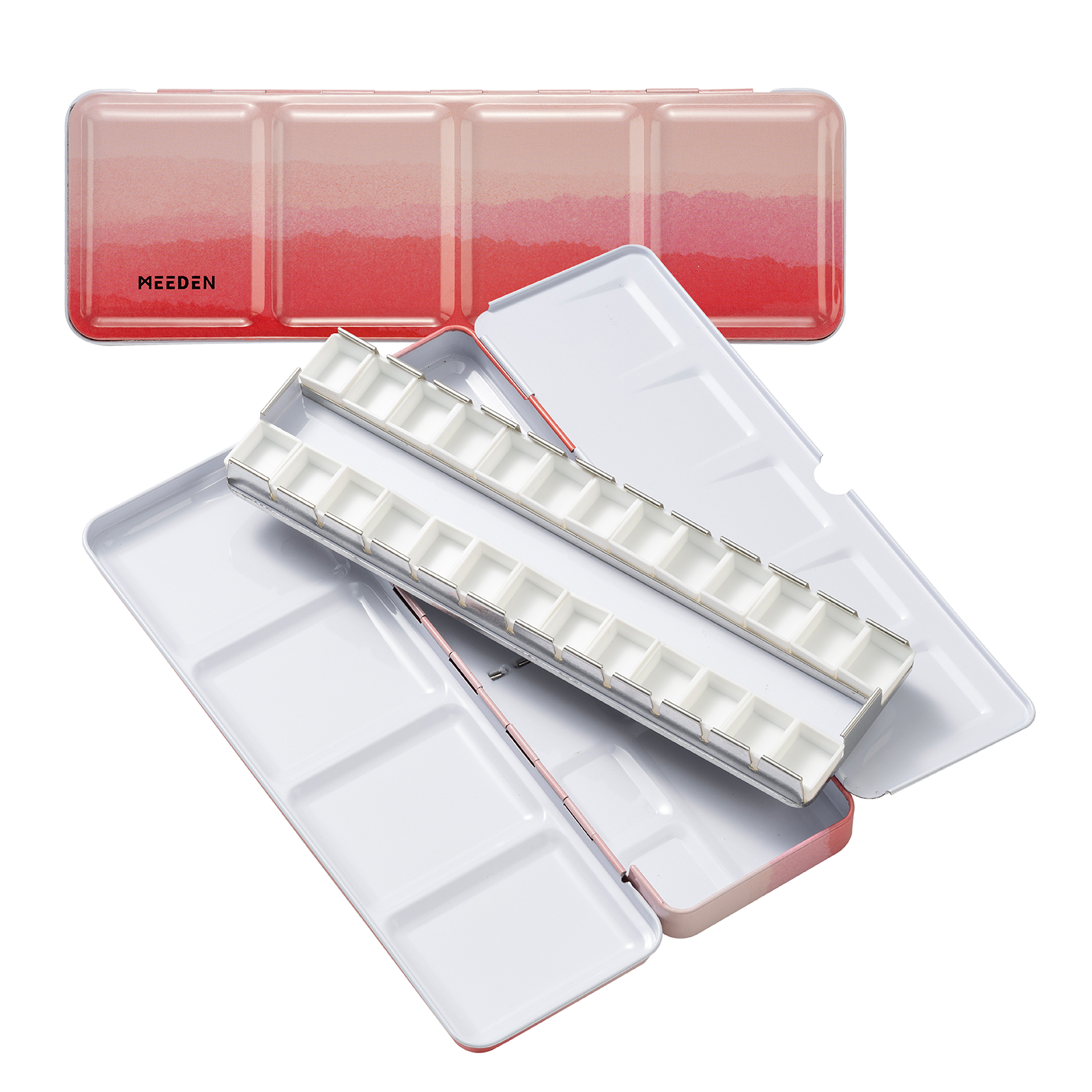 meeden-palettes-bo-te-aquarelle-24-demi-godets-rouge-vide image 1