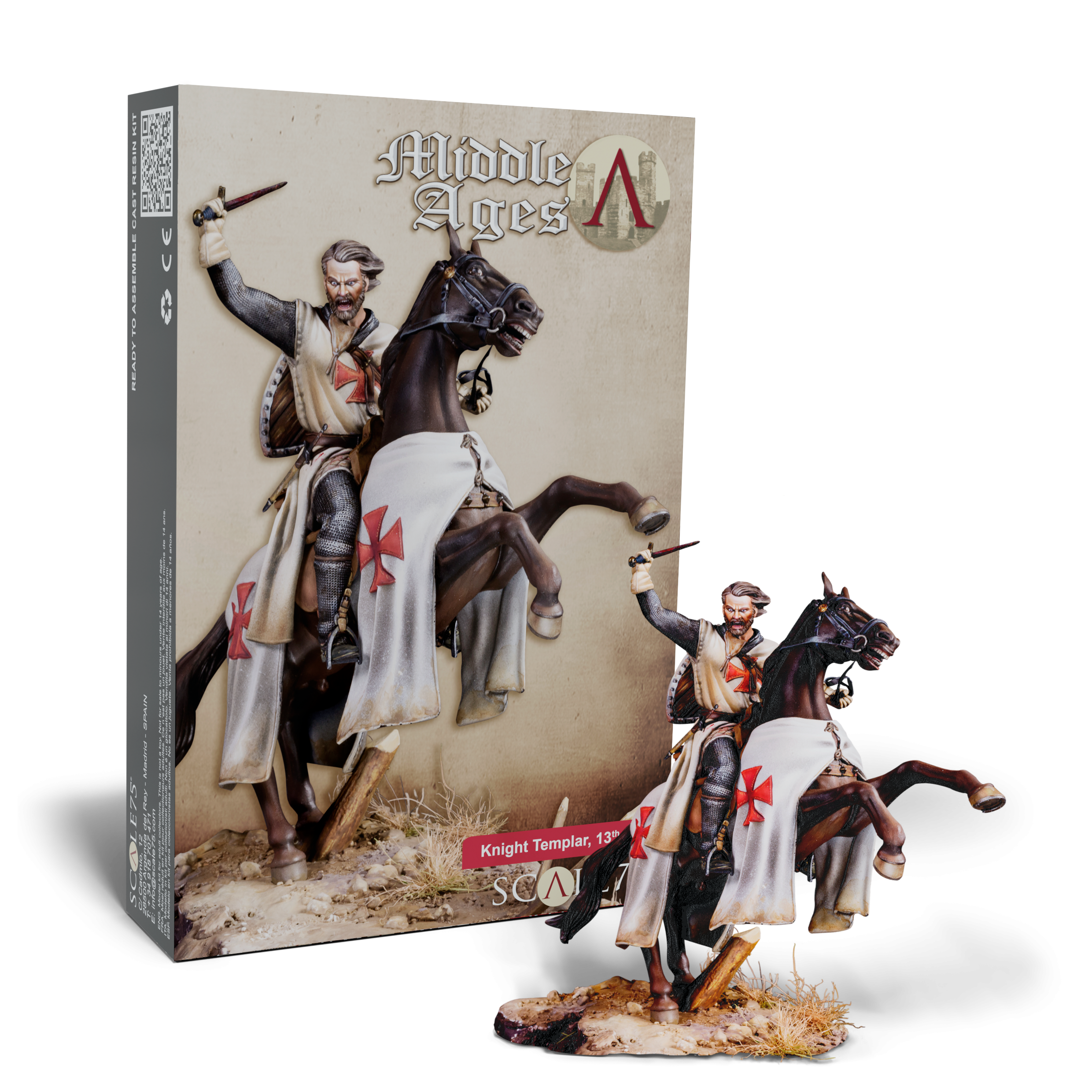 scale75-middle-ages-knight-templar-figurine-13e-si-cle-non-peinte image 1