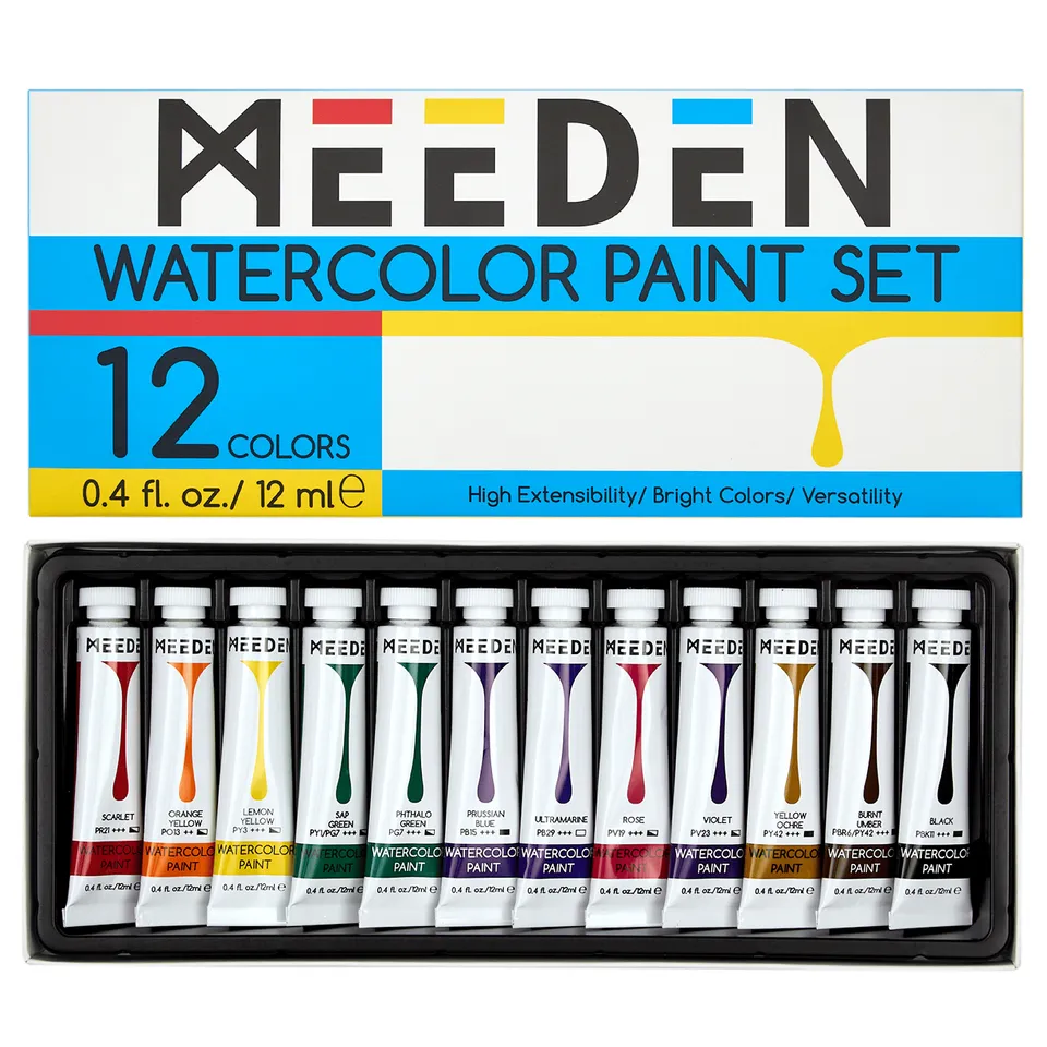 meeden-watercolor-peinture-aquarelle-12-tubes-12-ml-lumineuse image 1