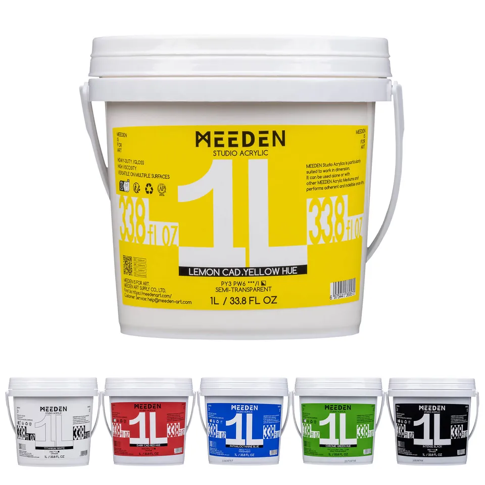 meeden-acrylic-paint-peinture-acrylique-1-l-brillant-6-couleurs image 1