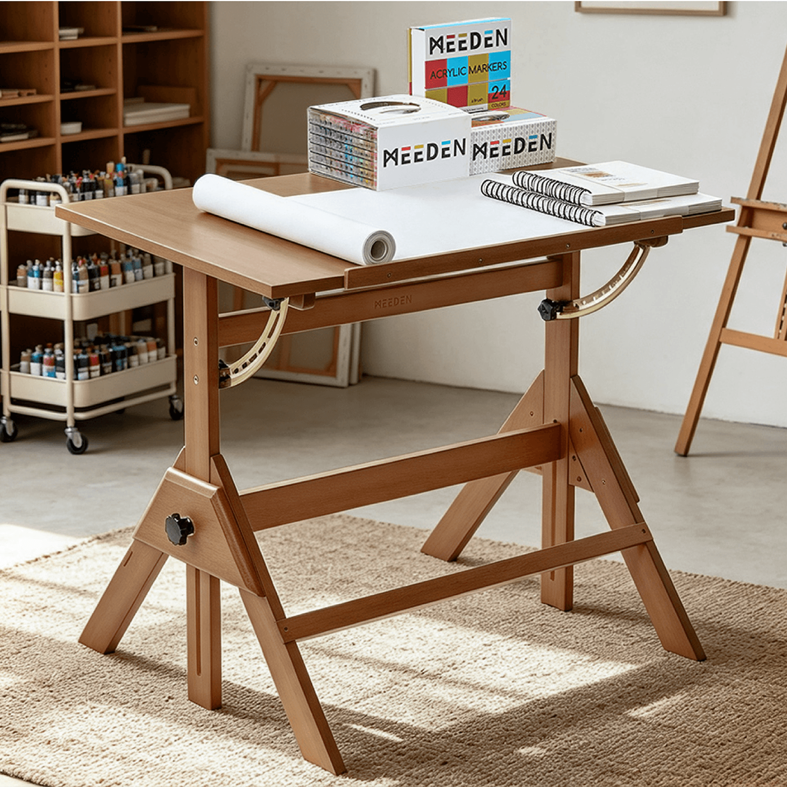 meeden-xsz-2-table-dessin-bois-noyer-tabouret-r-glable image 3