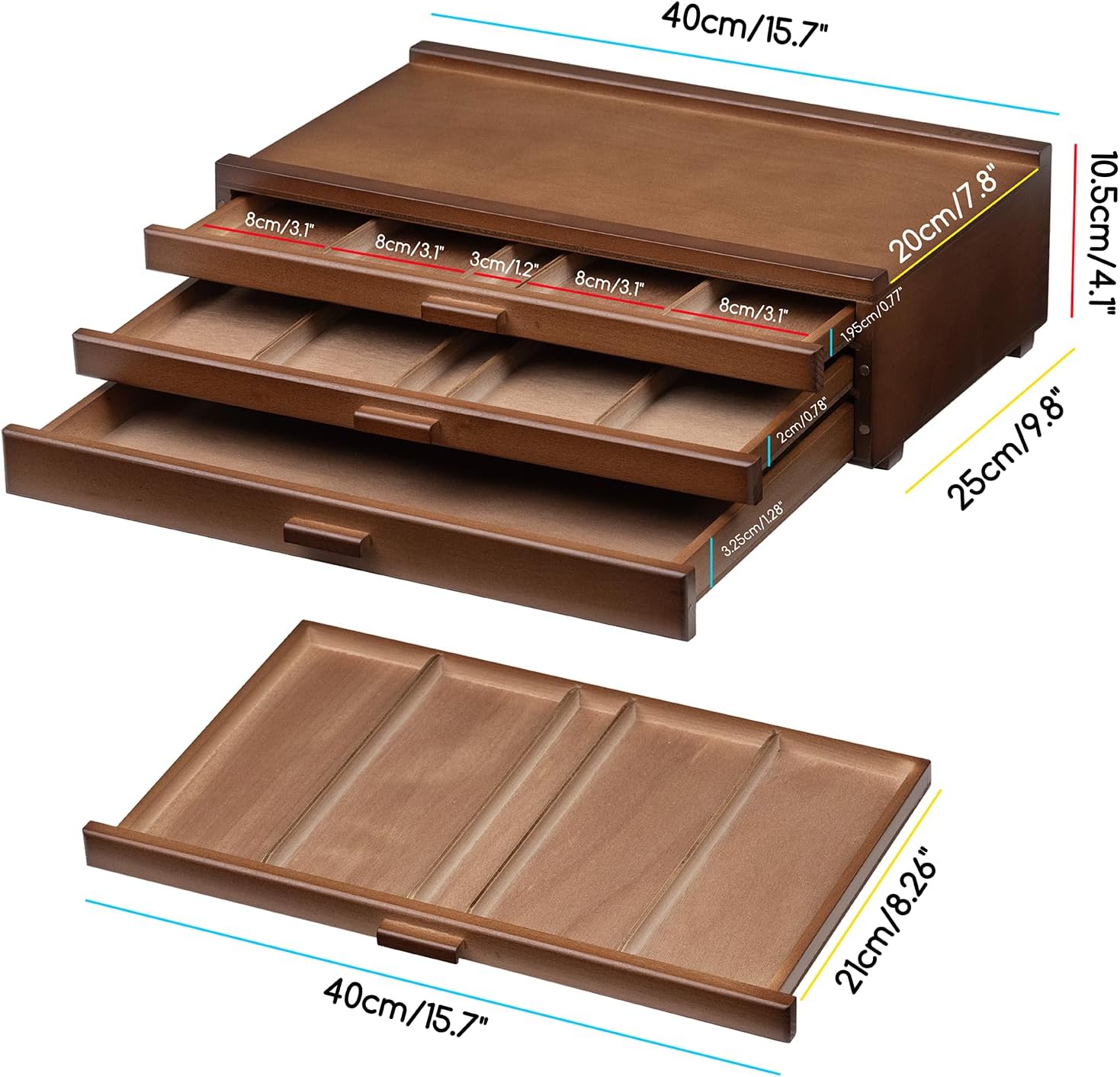 meeden-storage-boxes-bo-te-de-rangement-bois-3-tiroirs-noyer image 6