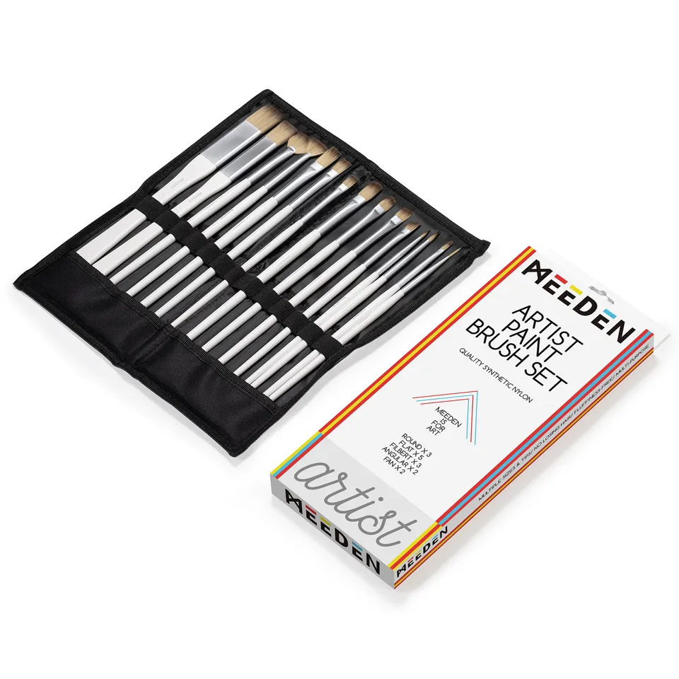 meeden-brushes-set-15-pinceaux-acrylique-nylon-trousse image 1