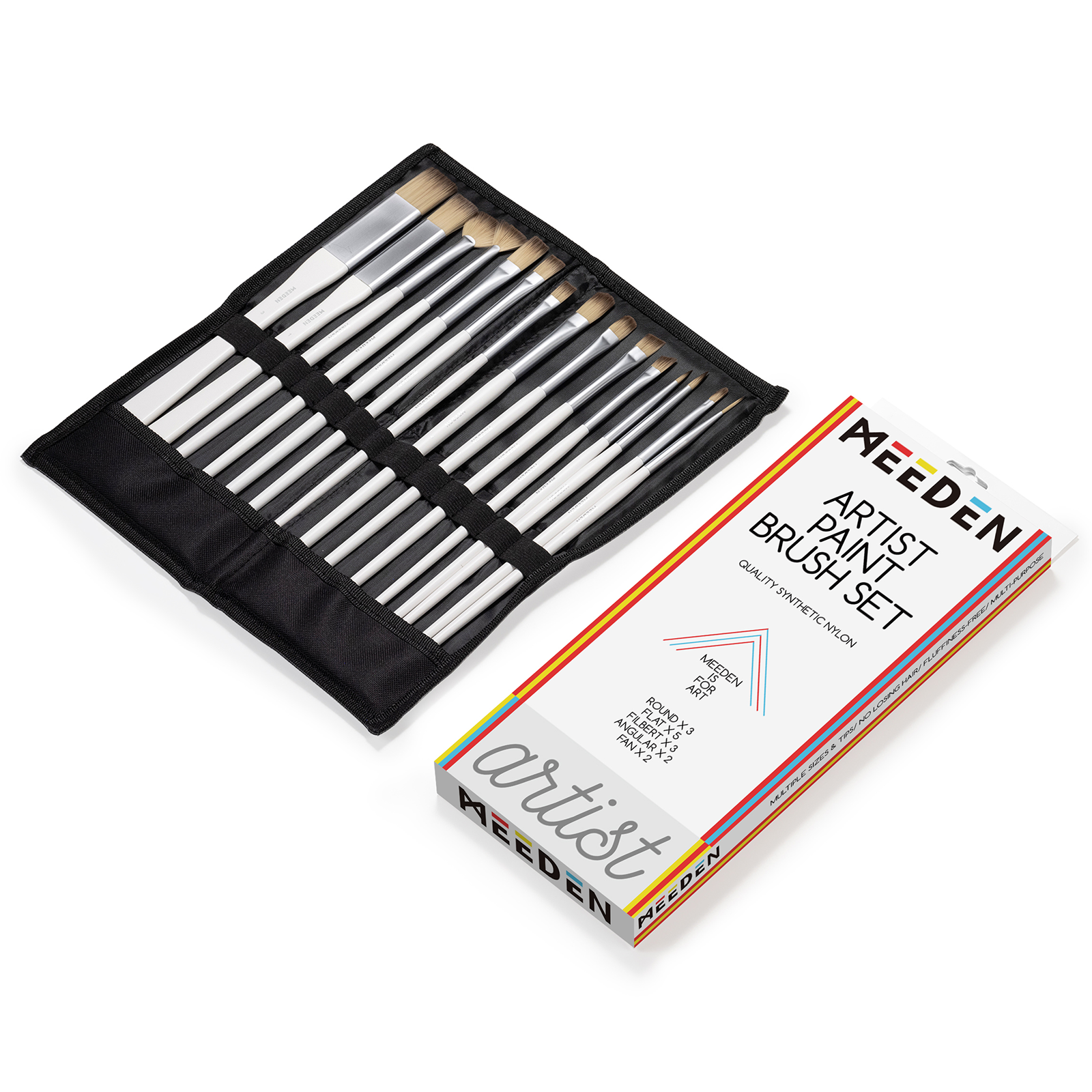 meeden-brushes-set-15-pinceaux-acrylique-nylon-trousse image 1