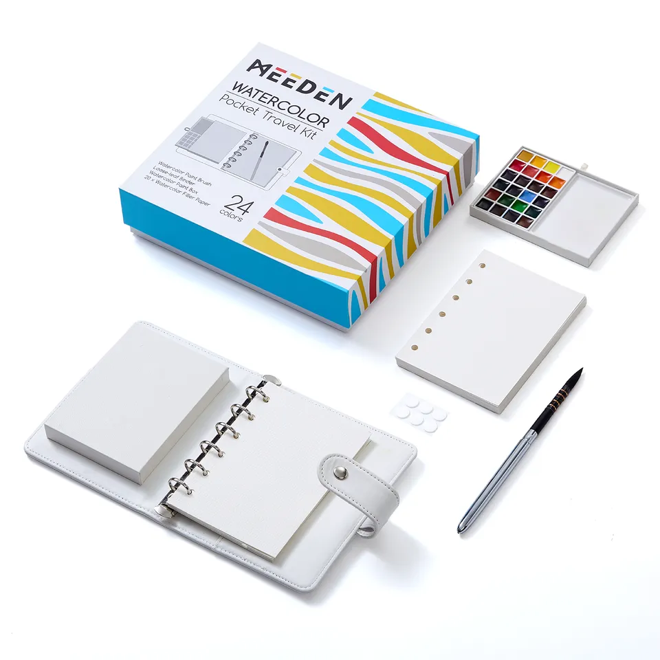 meeden-art-sets-kit-aquarelle-24-couleurs-carnet-coton image 1