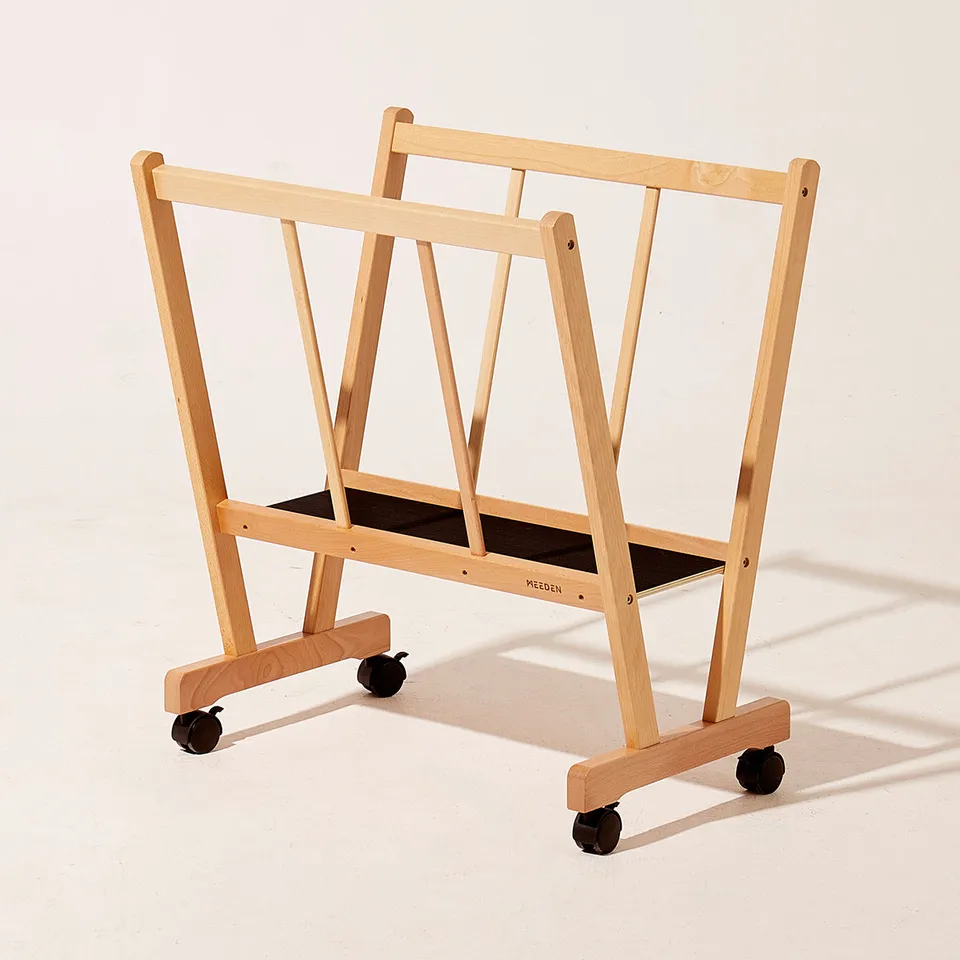 meeden-racks-range-toiles-bois-h-tre-roulettes-naturel image 1