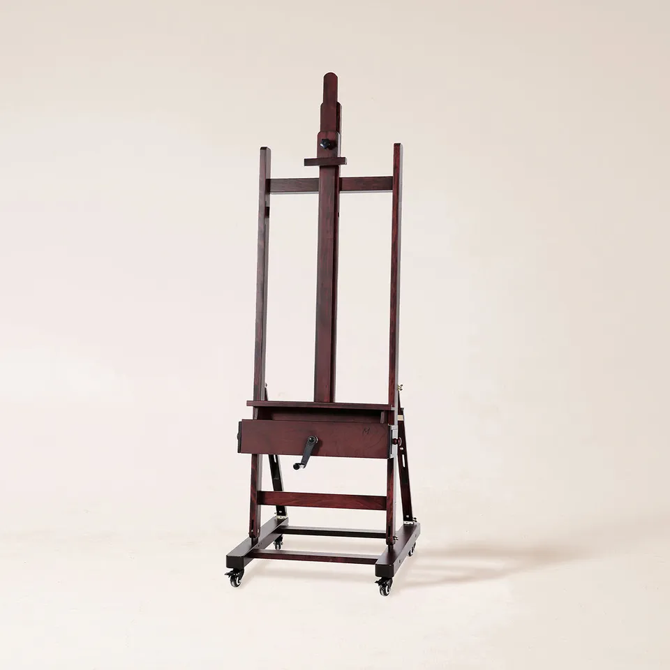 meeden-floor-easels-chevalet-manivelle-w15s-noyer-cerise image 1