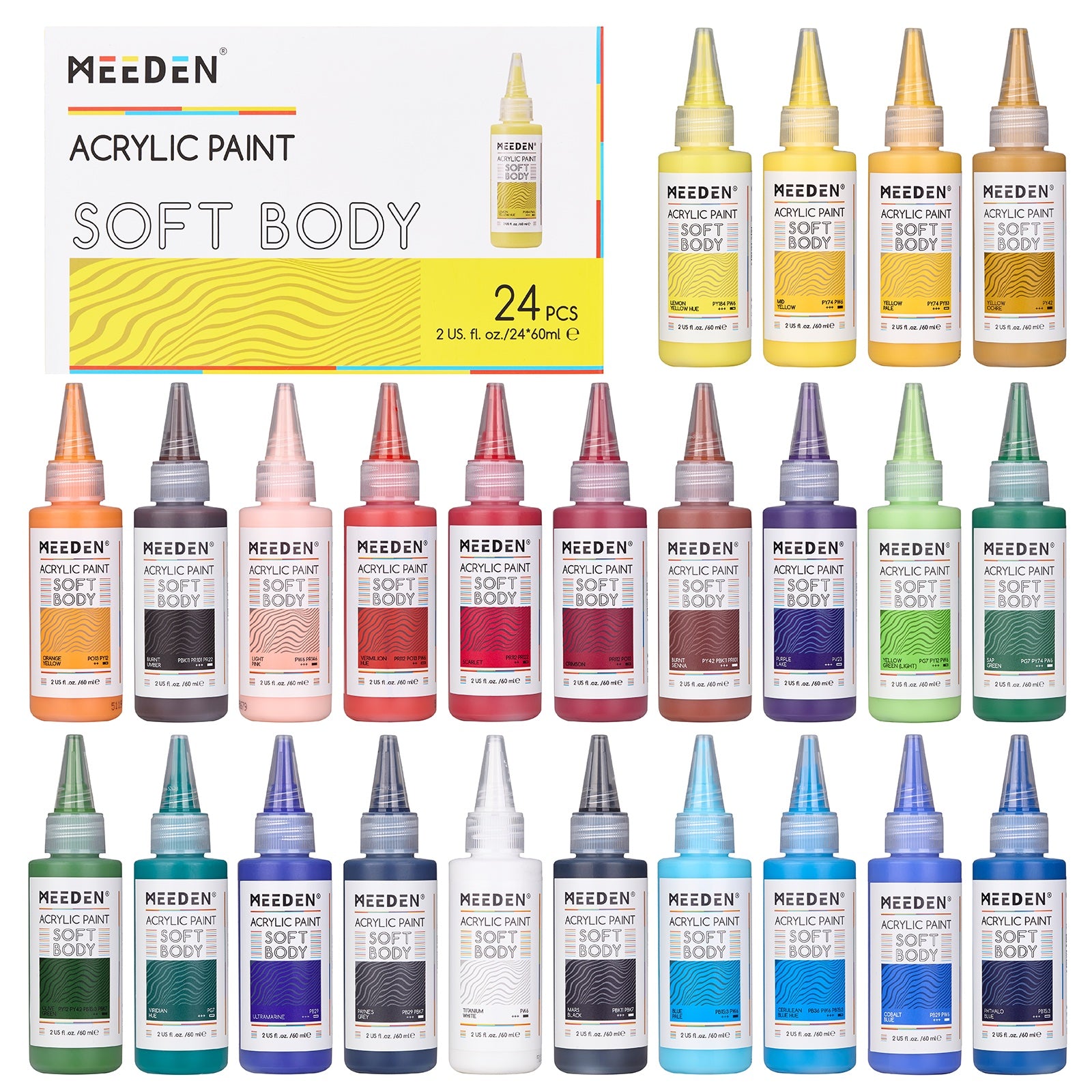 meeden-acrylic-paint-peinture-acrylique-24x60ml-multicolore image 1