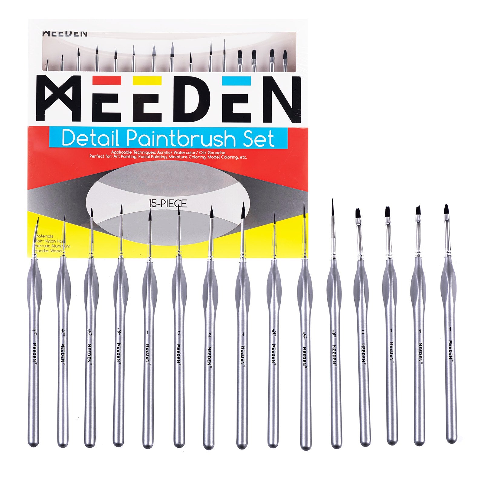 meeden-set-15-pinceaux-miniatures-d-tail-nylon image 1