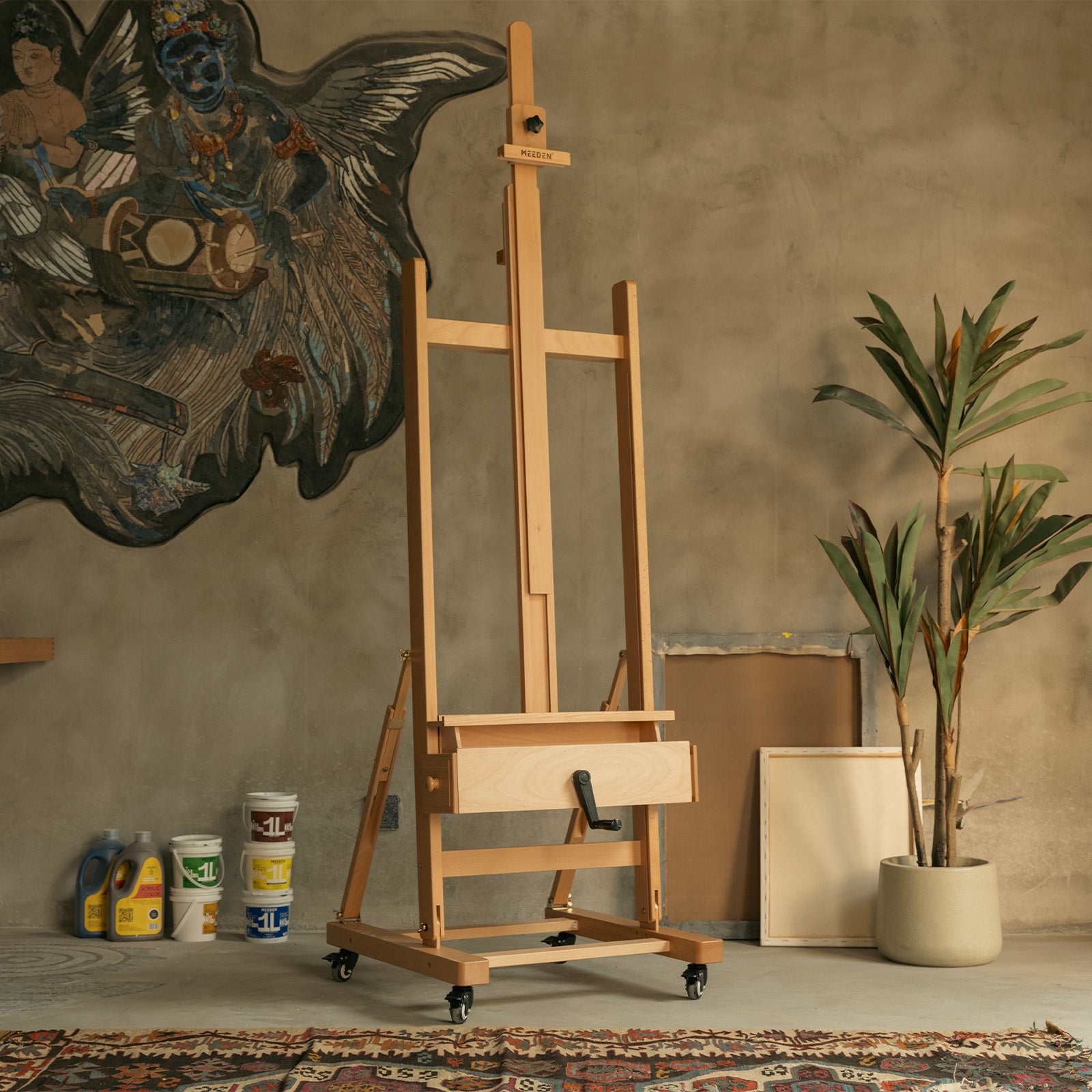 meeden-floor-easels-chevalet-bois-w15s-manivelle-grand-format image 4