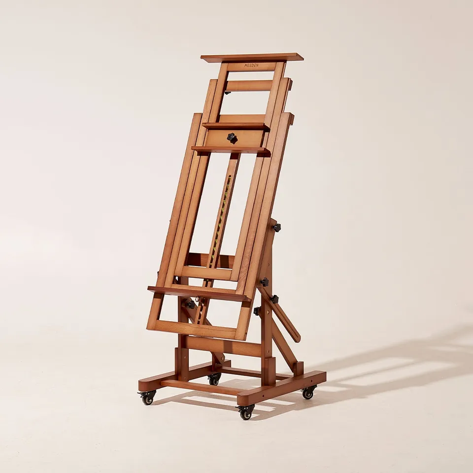 meeden-floor-easels-dhj-3-chevalet-bois-noyer-double-toile image 1