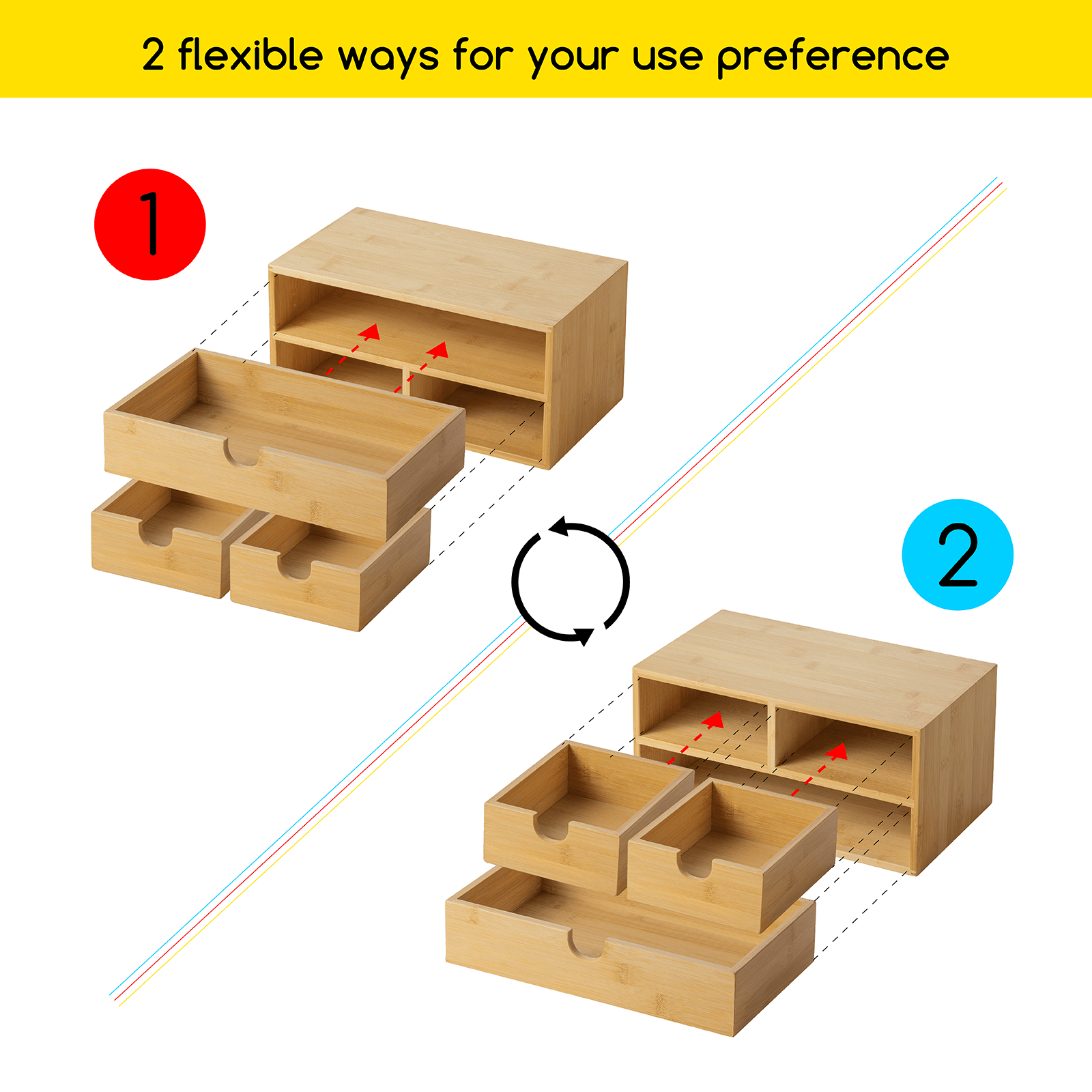 meeden-storage-boxes-organisateur-bureau-bambou-3-tiroirs image 6